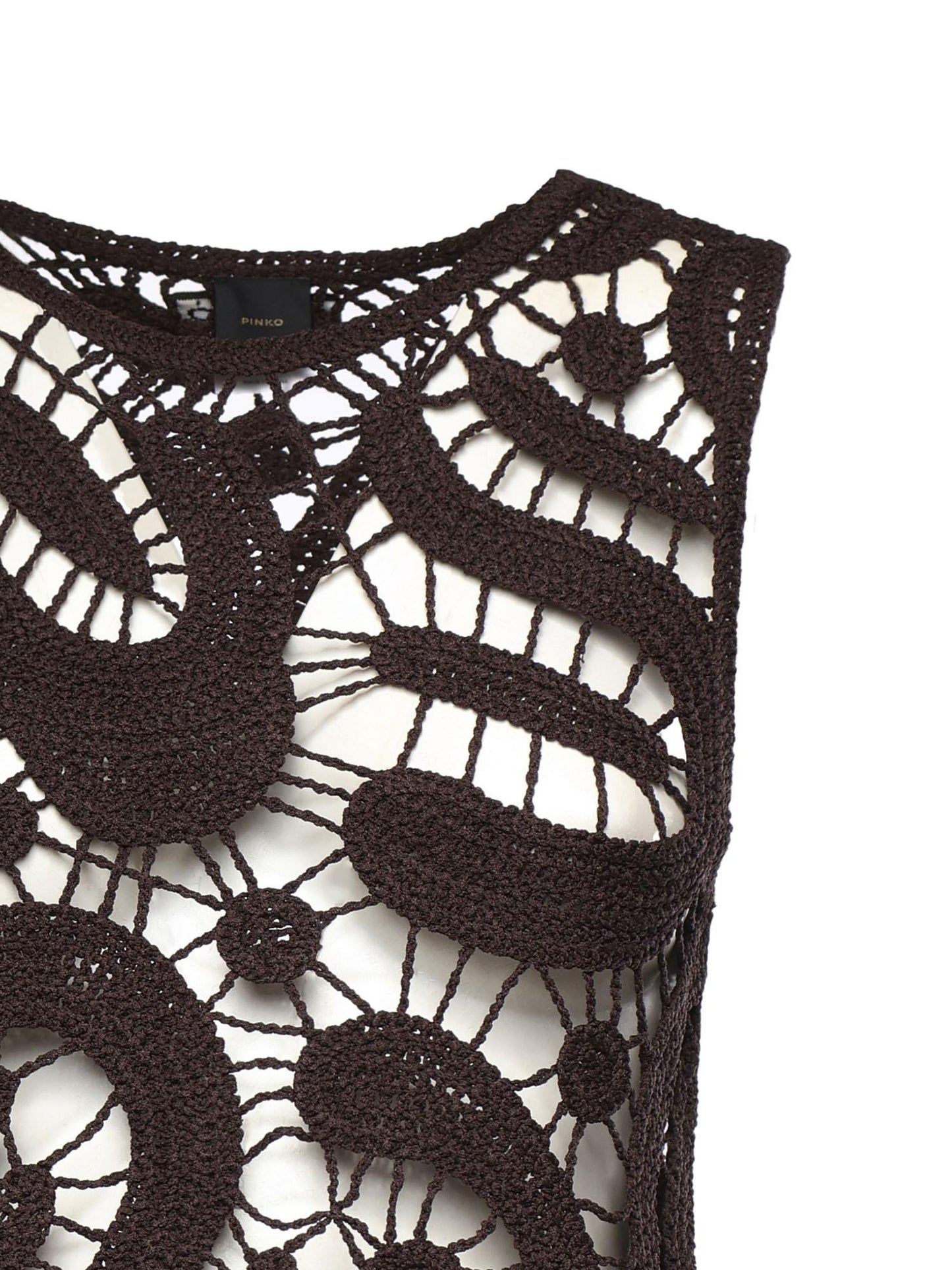 Top smanicato crochet geometrico