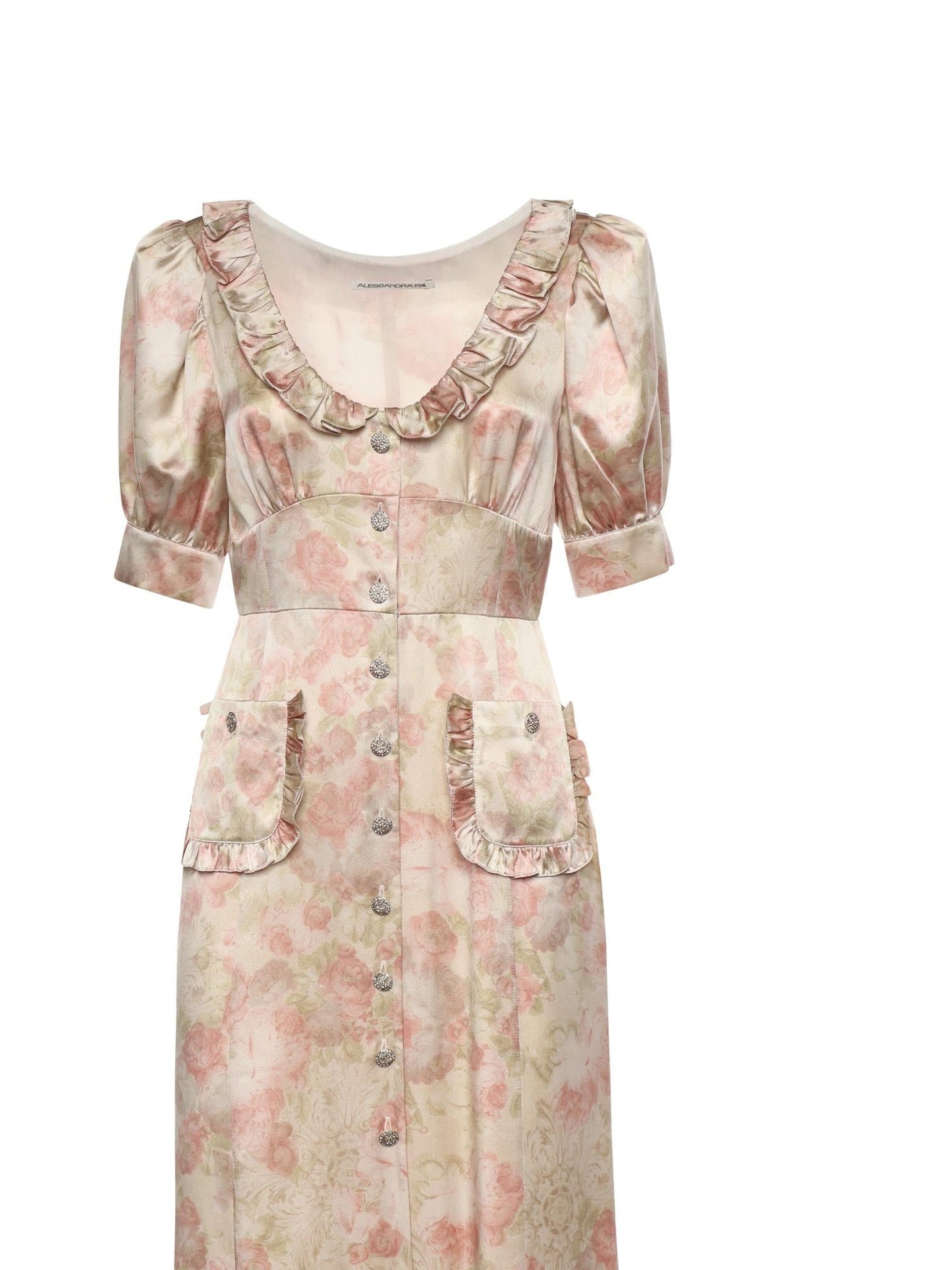 Abito midi in jacquard di seta stampata