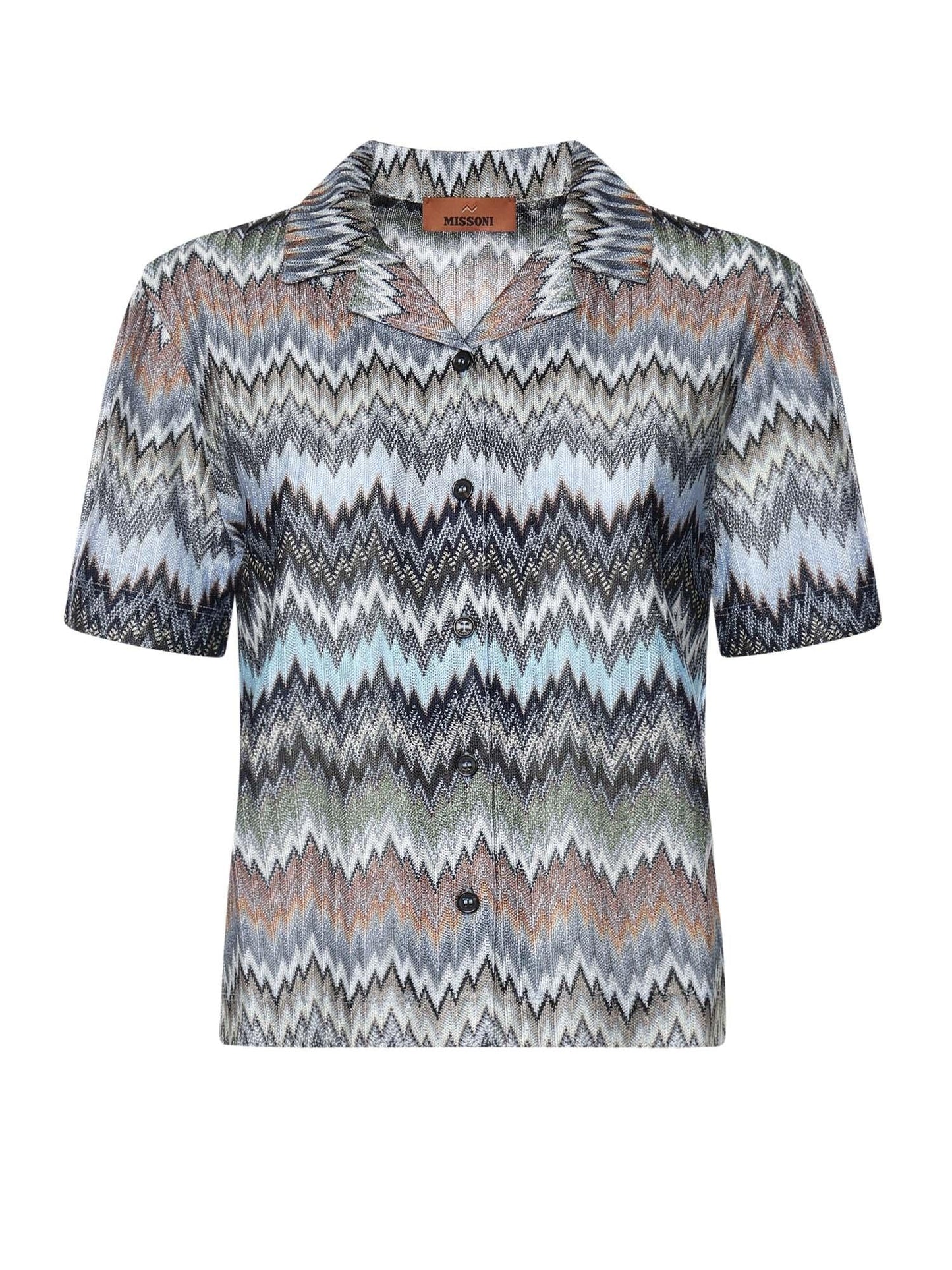 Camicia in viscosa chevron motivo snake