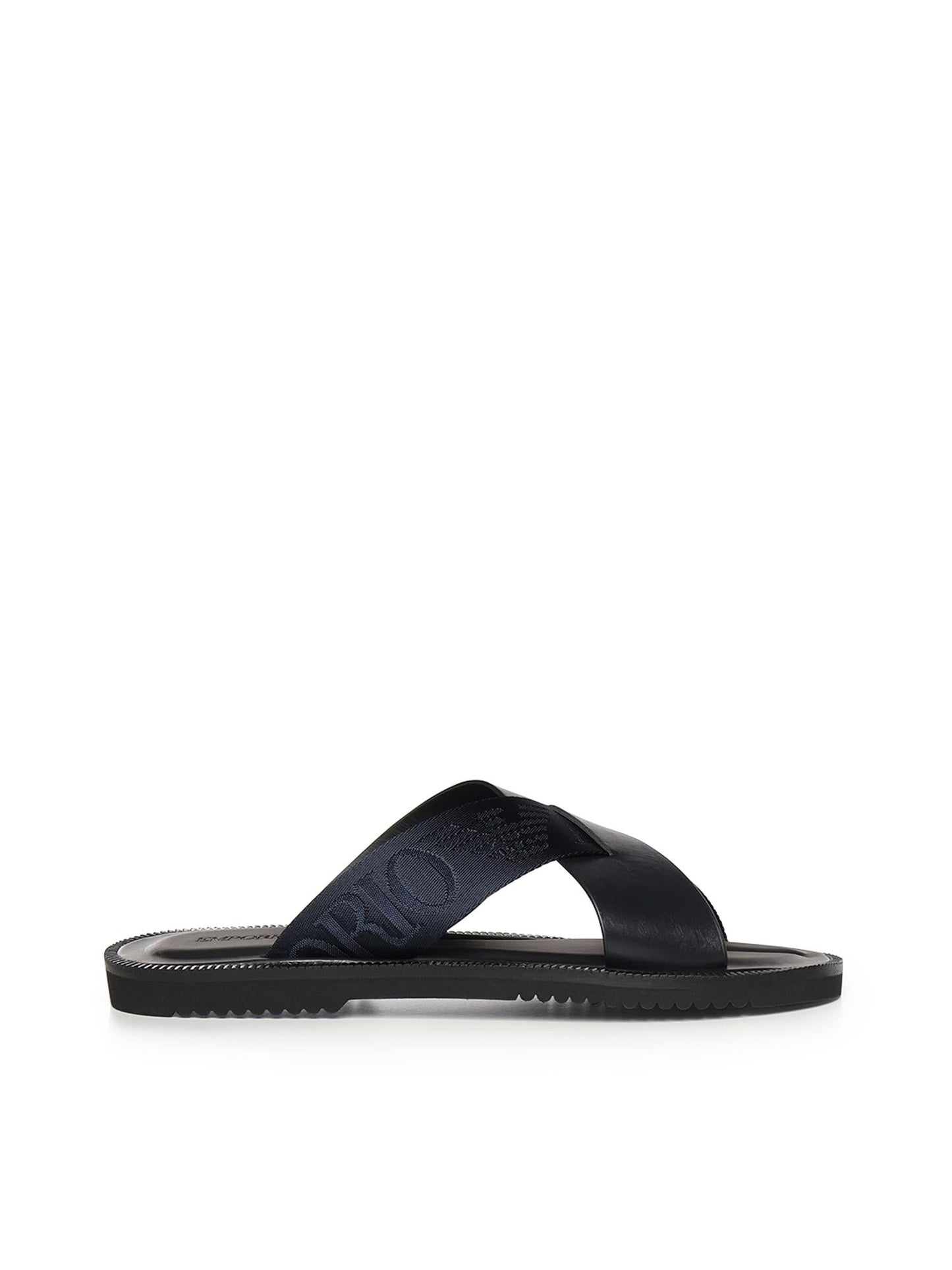 Sandali crossed in pelle e nastro con logo
