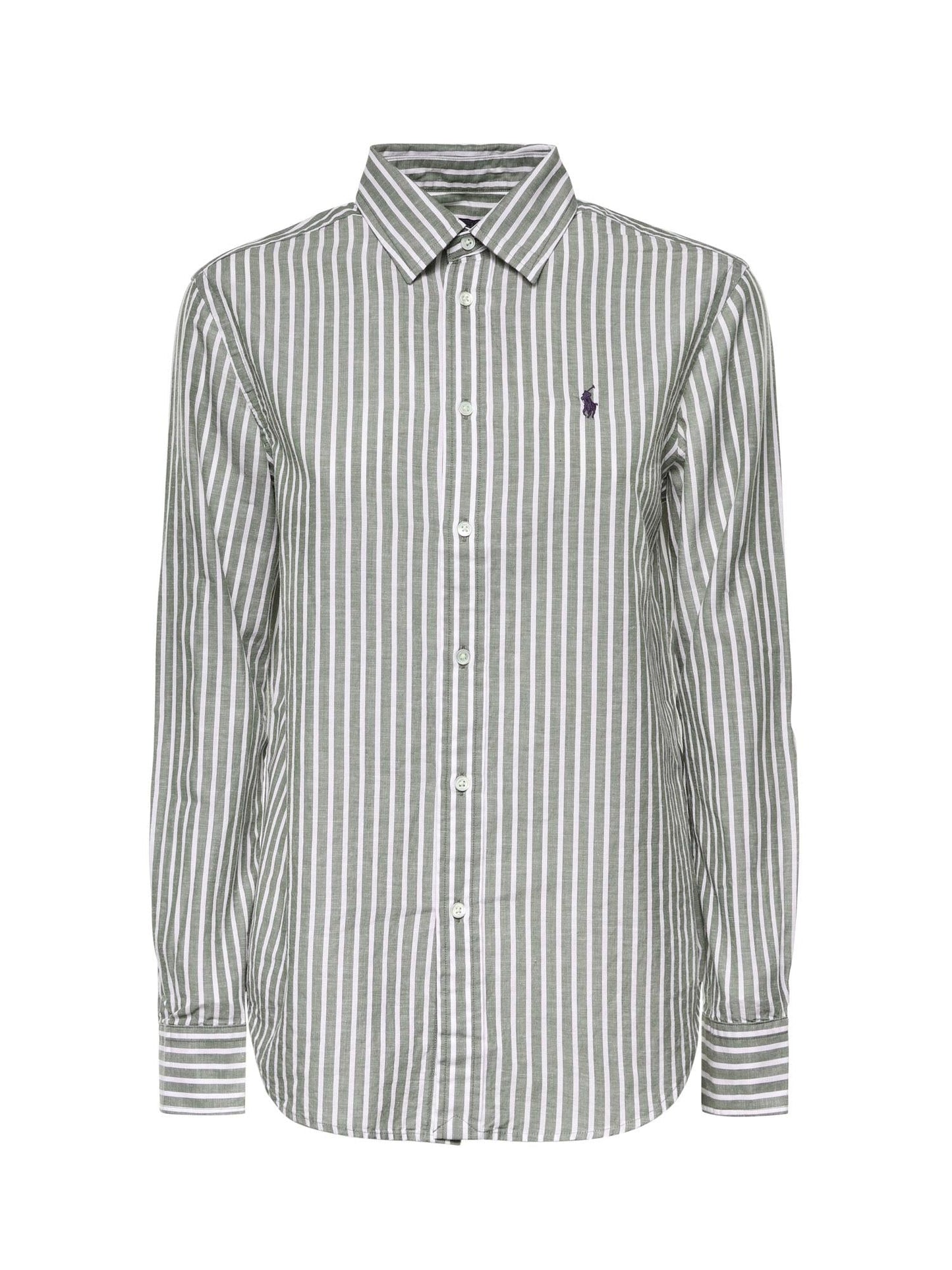 Camicia in cotone e lino con logo