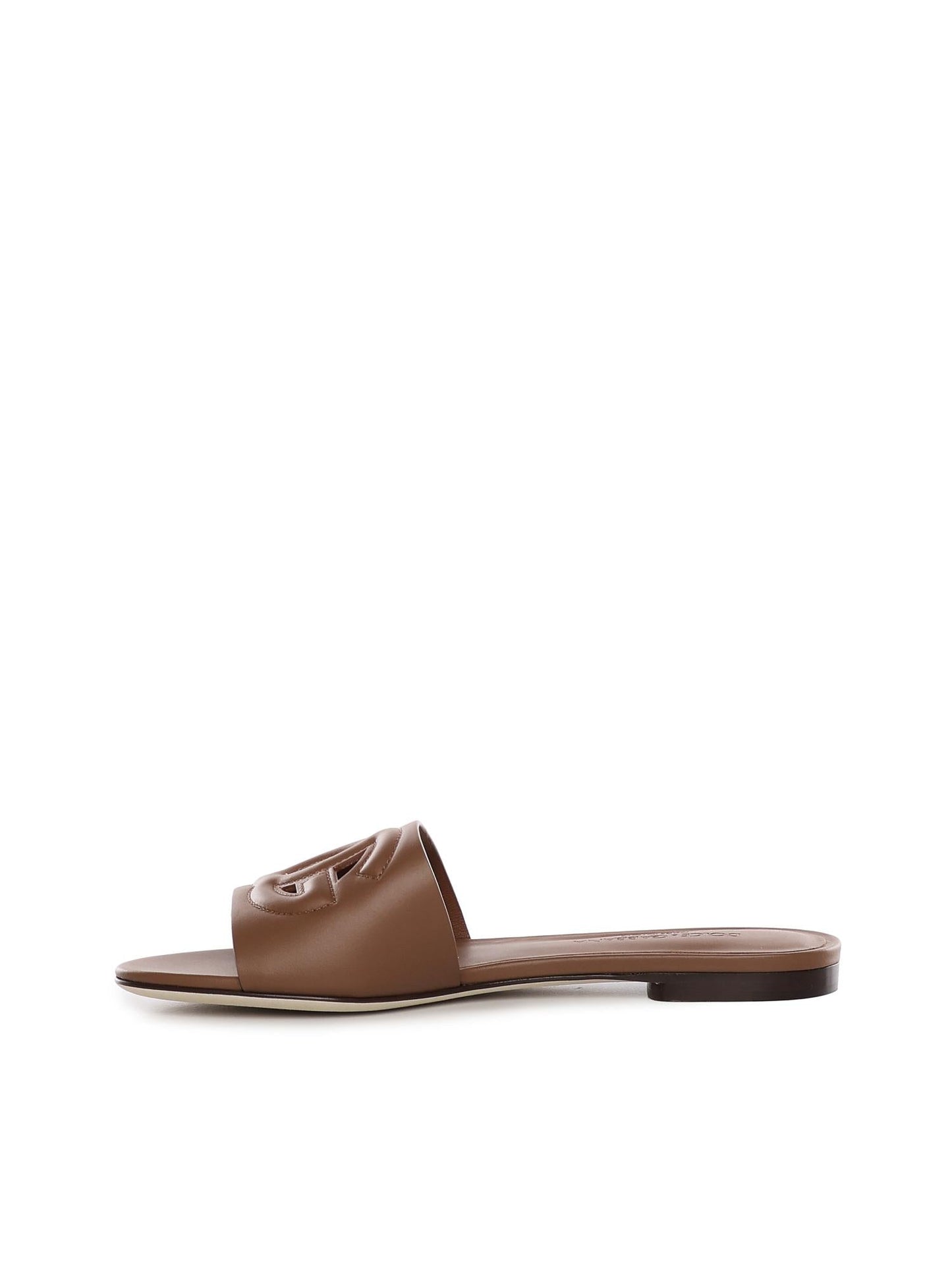 Slide in pelle di vitello e logo