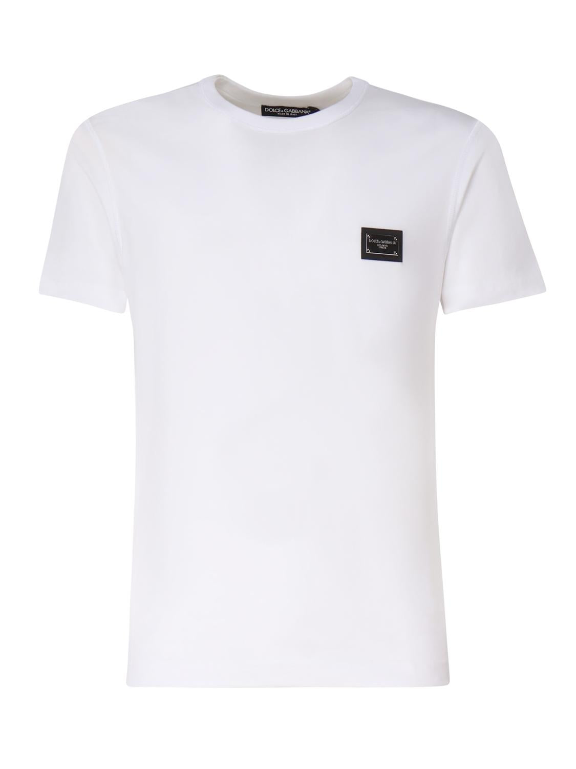 T-shirt in cotone con logo plaque
