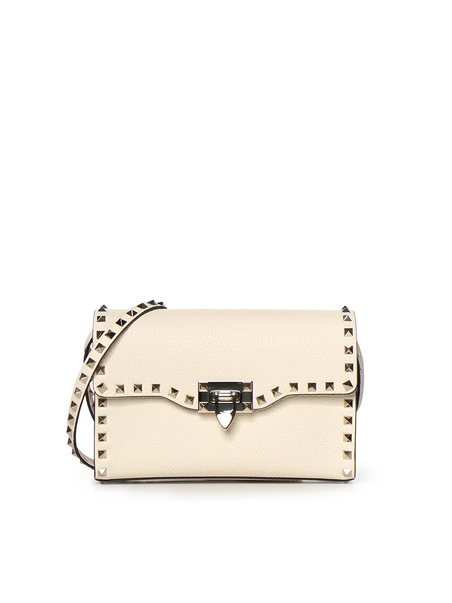 Borsa piccola a tracolla Rockstud in vitello granato