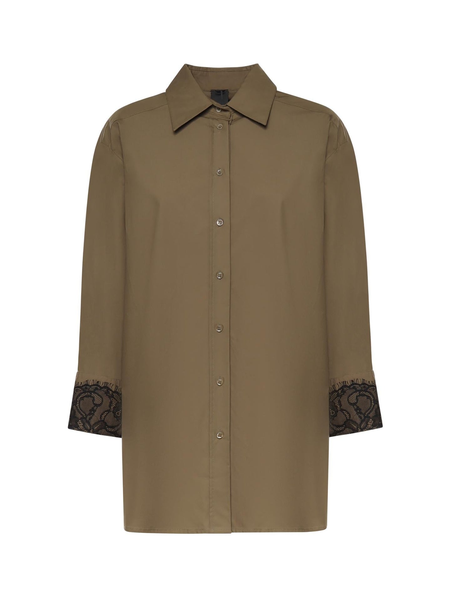 Camicia in popeline con dettagli in pizzo