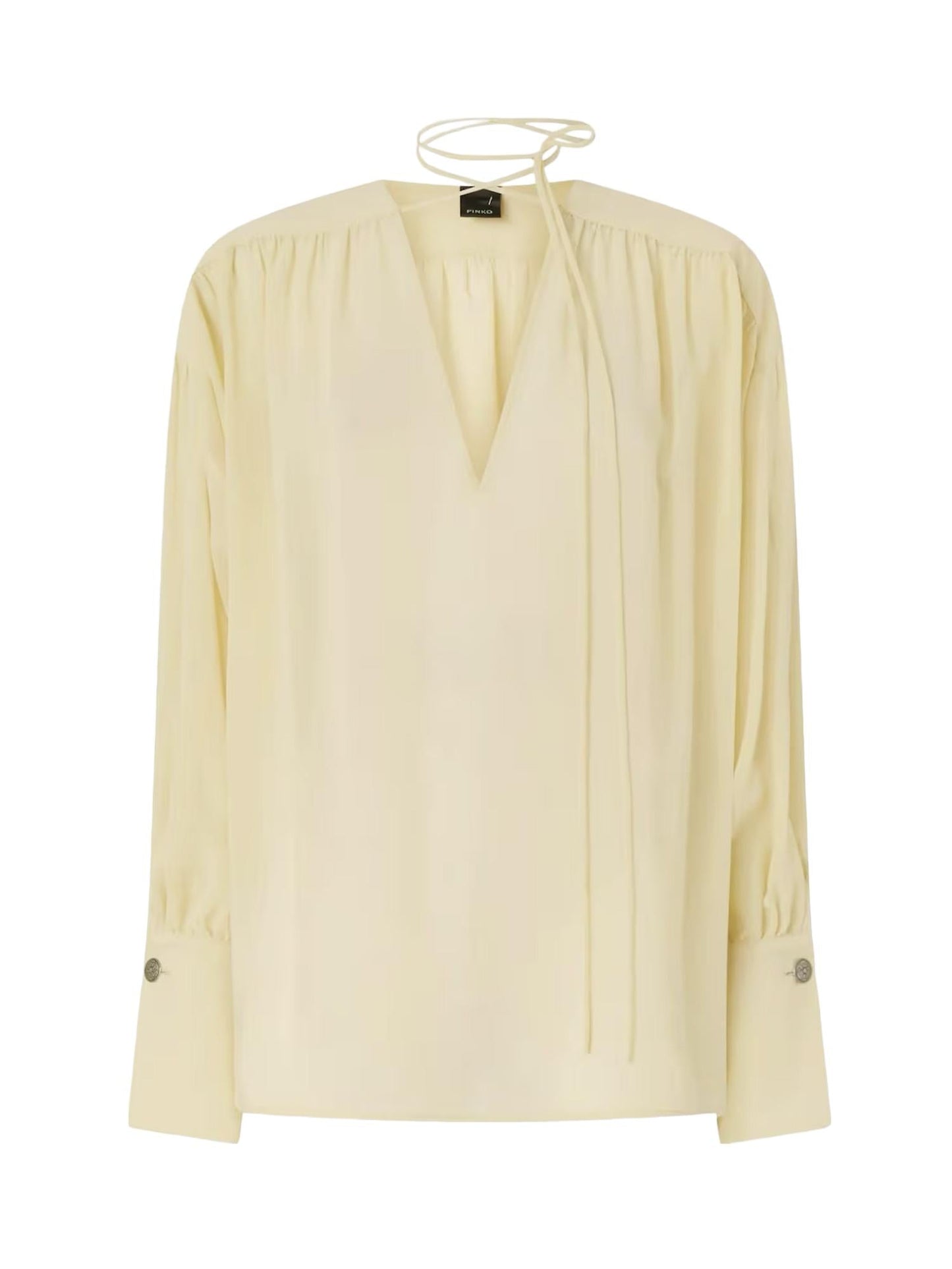 Blusa con scollo a V e arricci