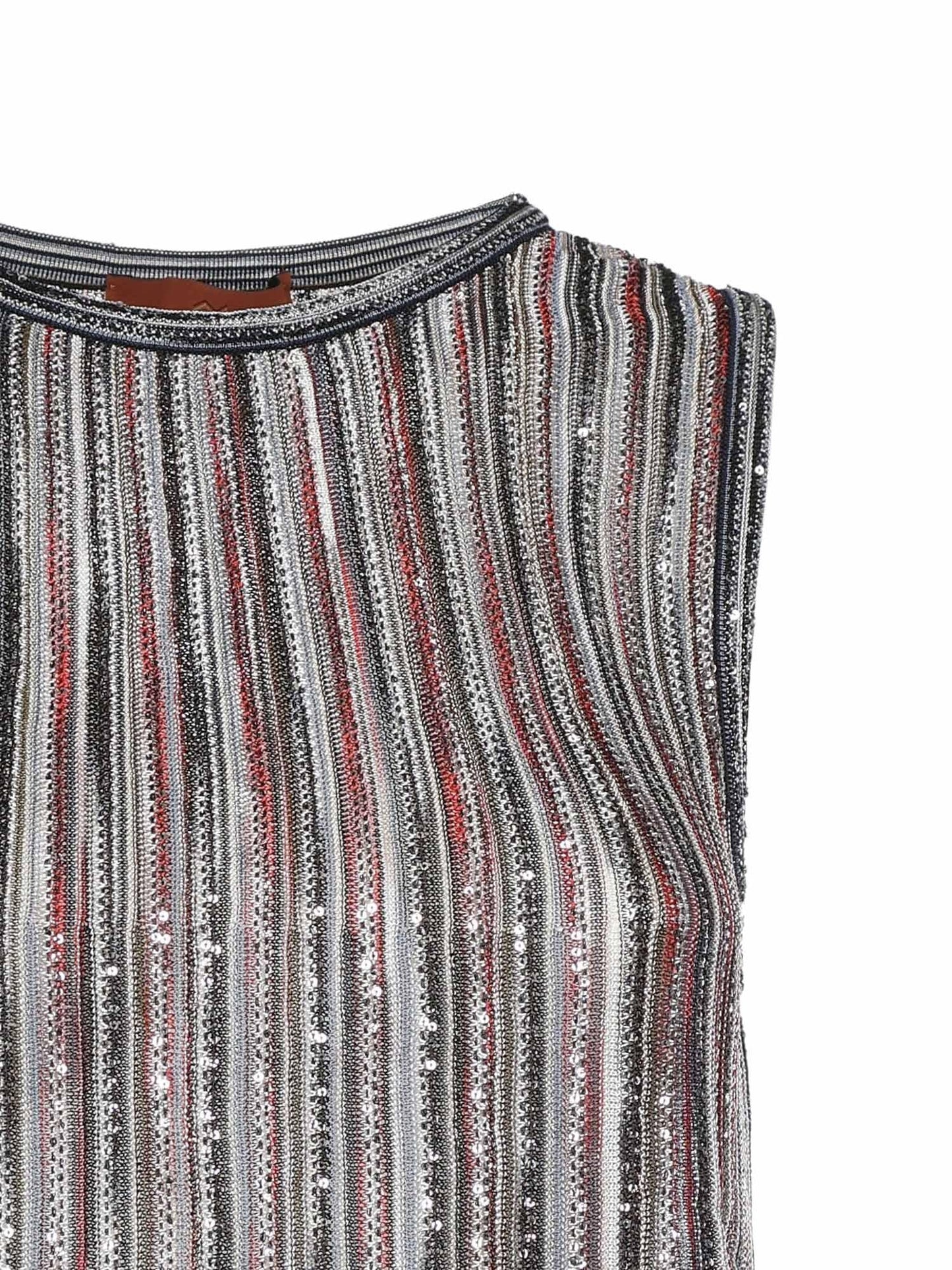 Top in misto viscosa a costine con paillettes