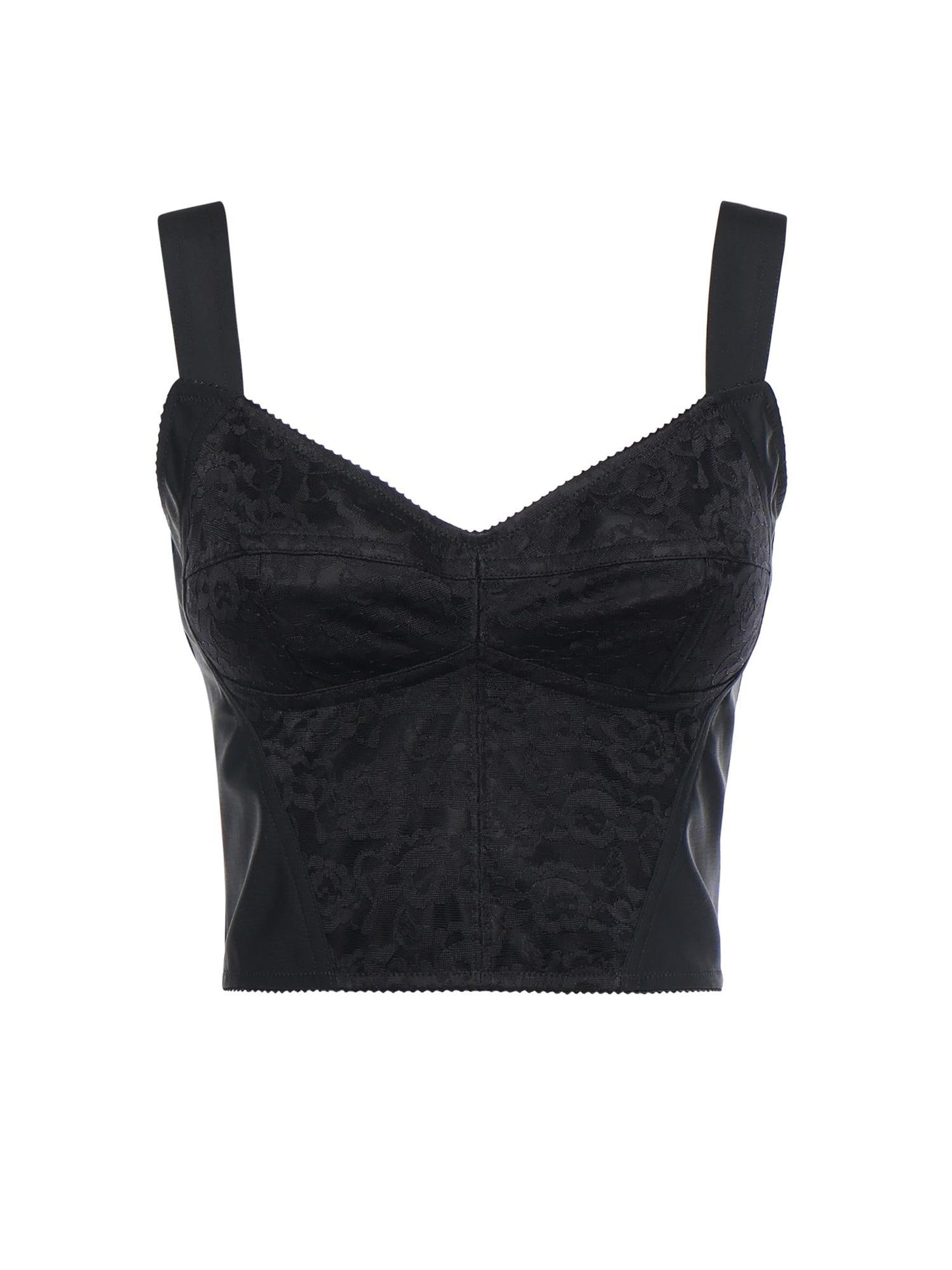 Top bustier in guaina jacquard e pizzo