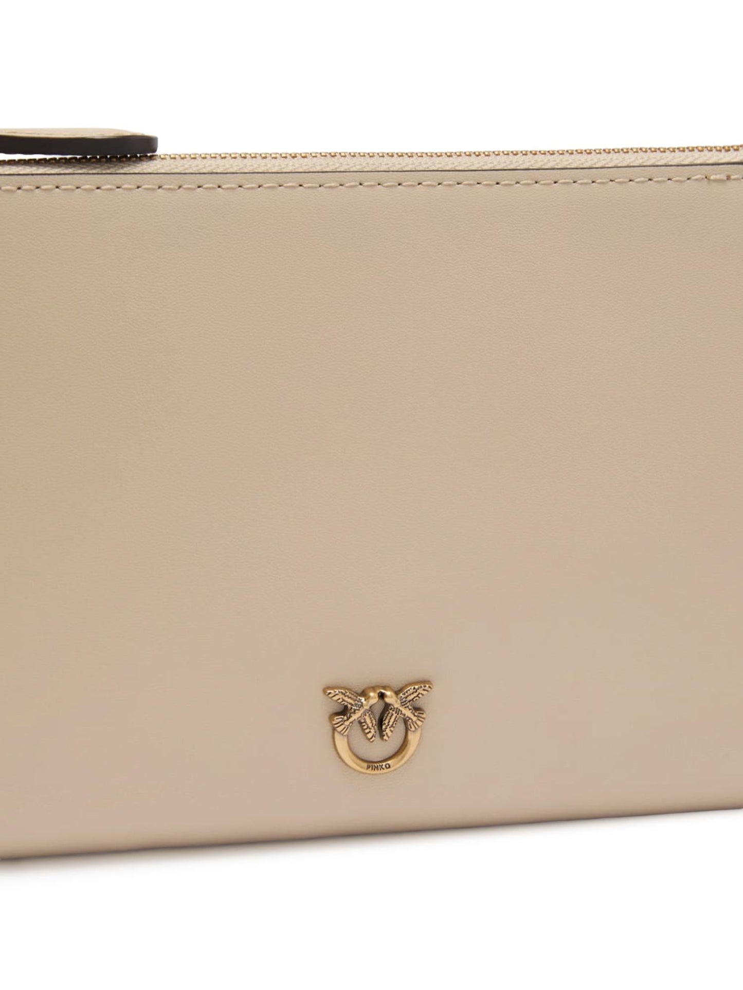 Pochette piatta in pelle con logo Love Birds