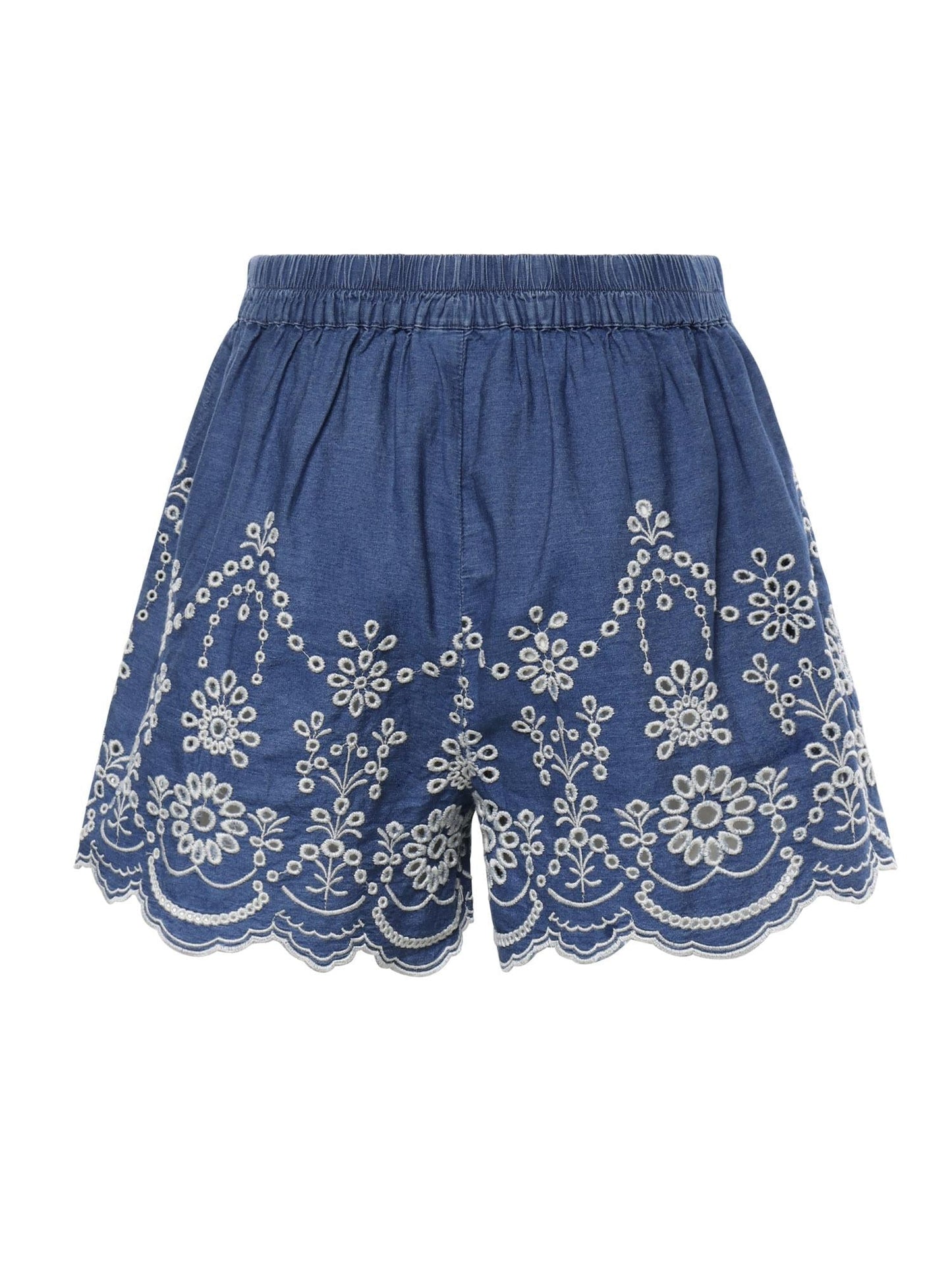 Short Amani in chambray con ricamo