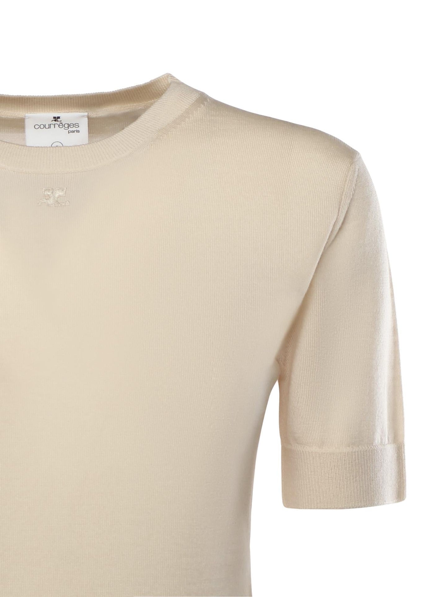 Top in lana con logo
