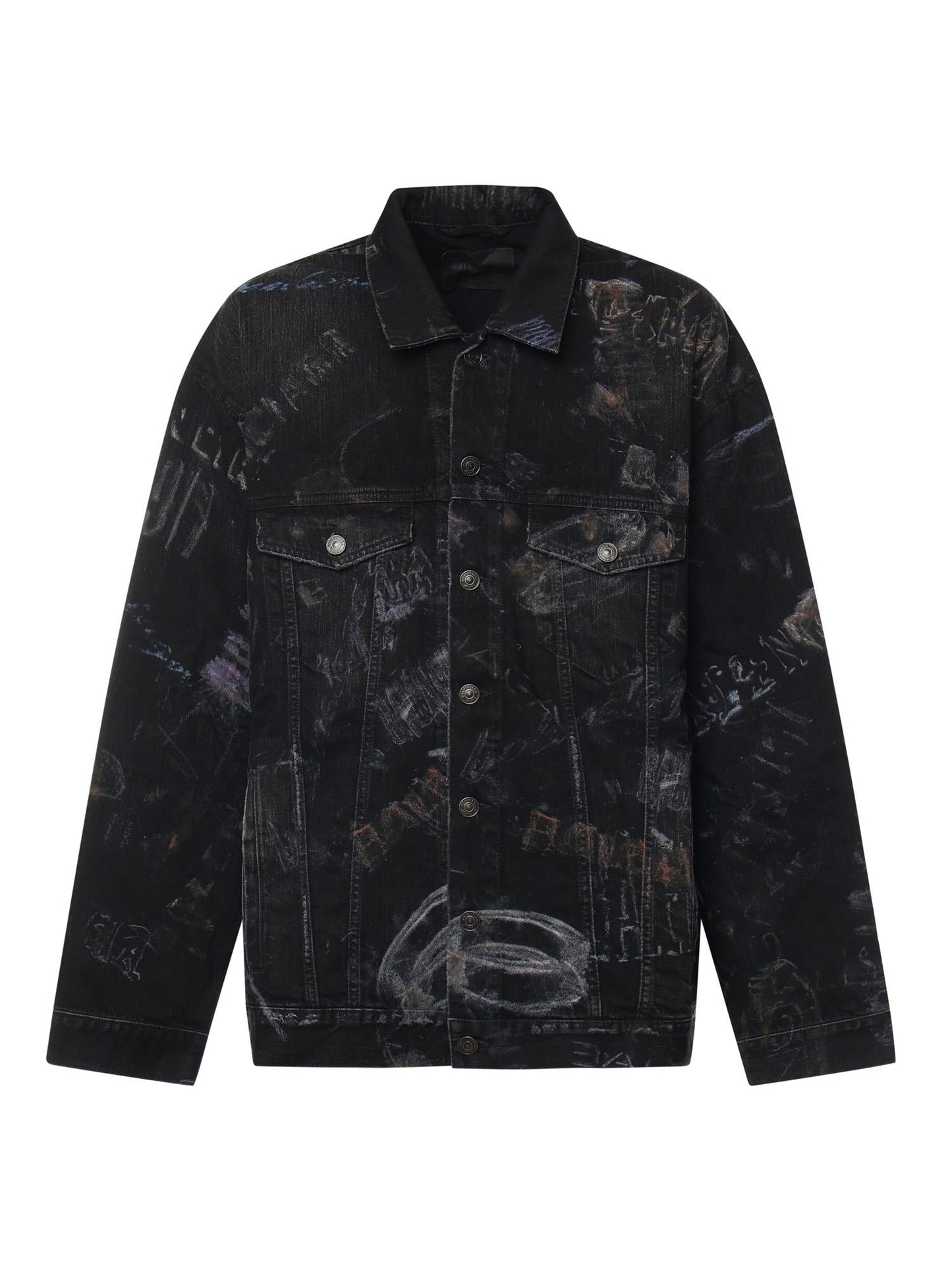 Giacca in denim di cotone washed crayon allover