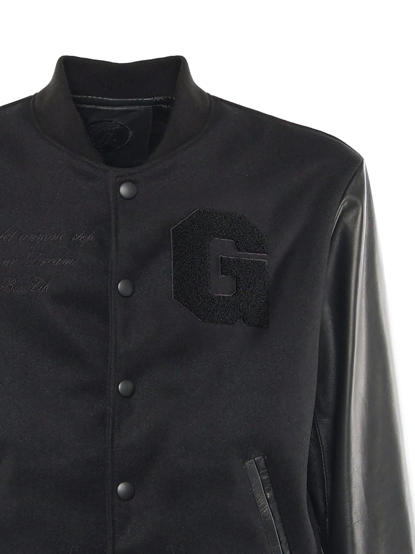 Bomber Varsity in nappa e tessuto