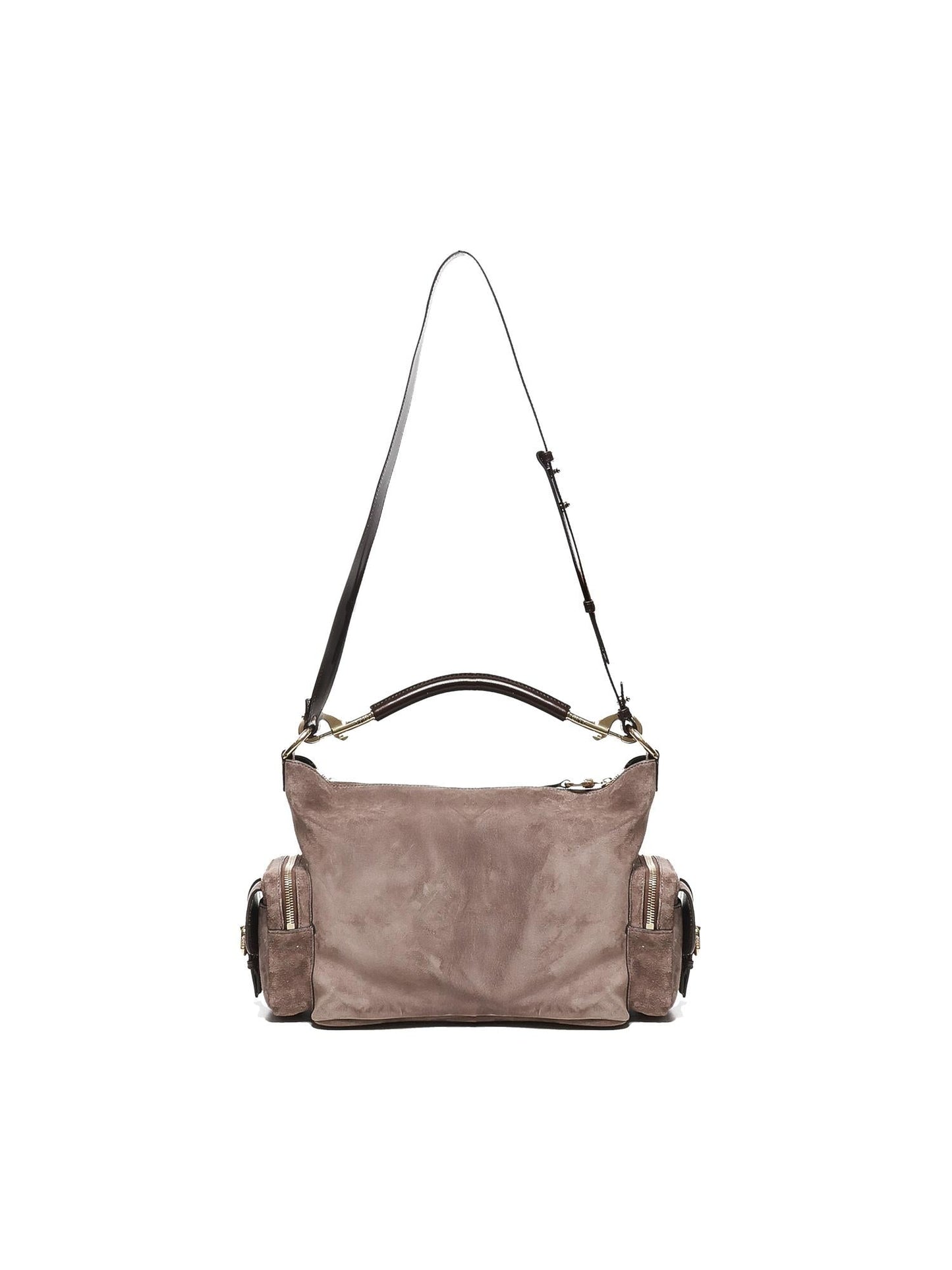 Camera bag in pelle scamosciata