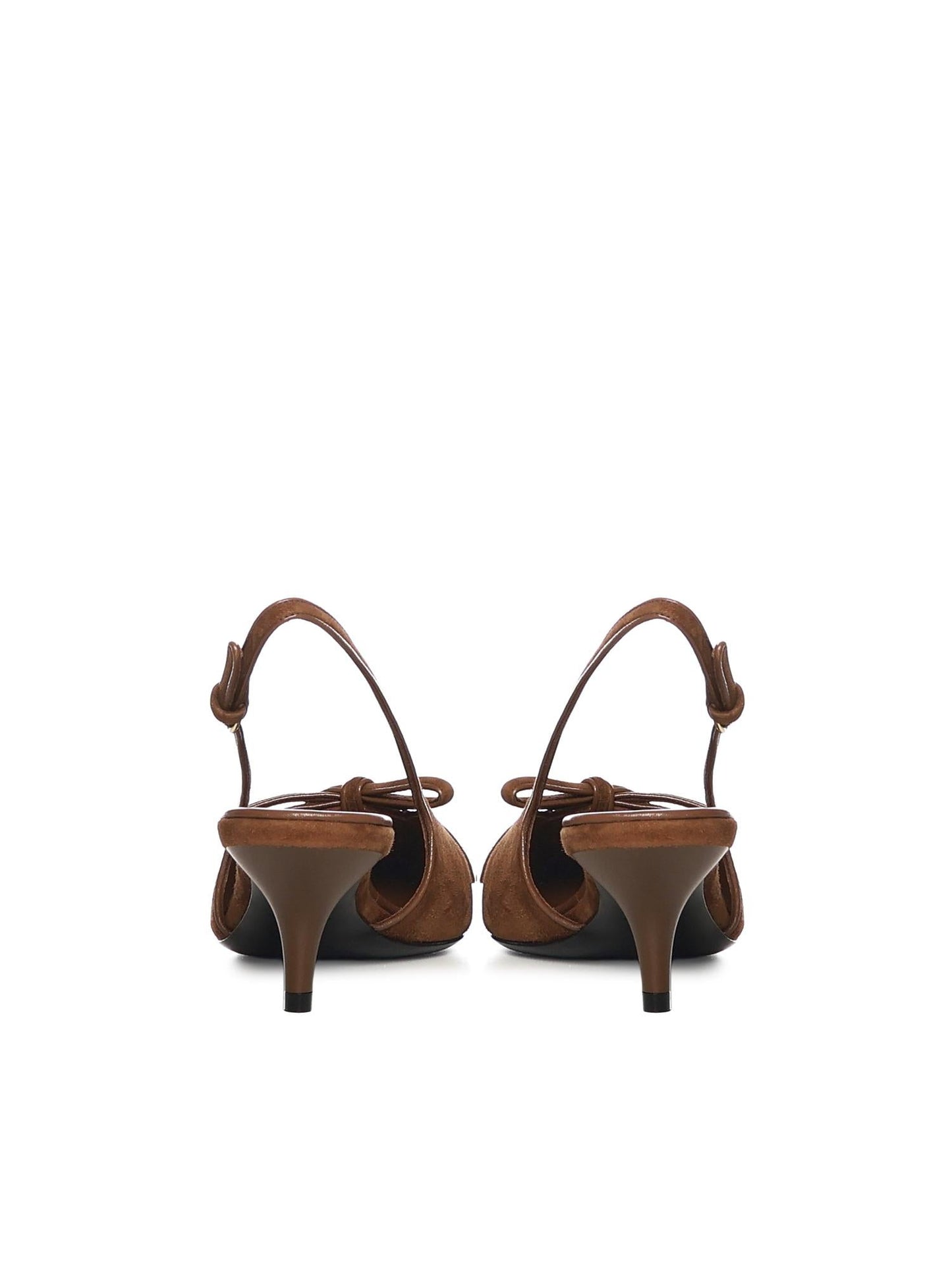 Décolleté slingback in suede con fiocco