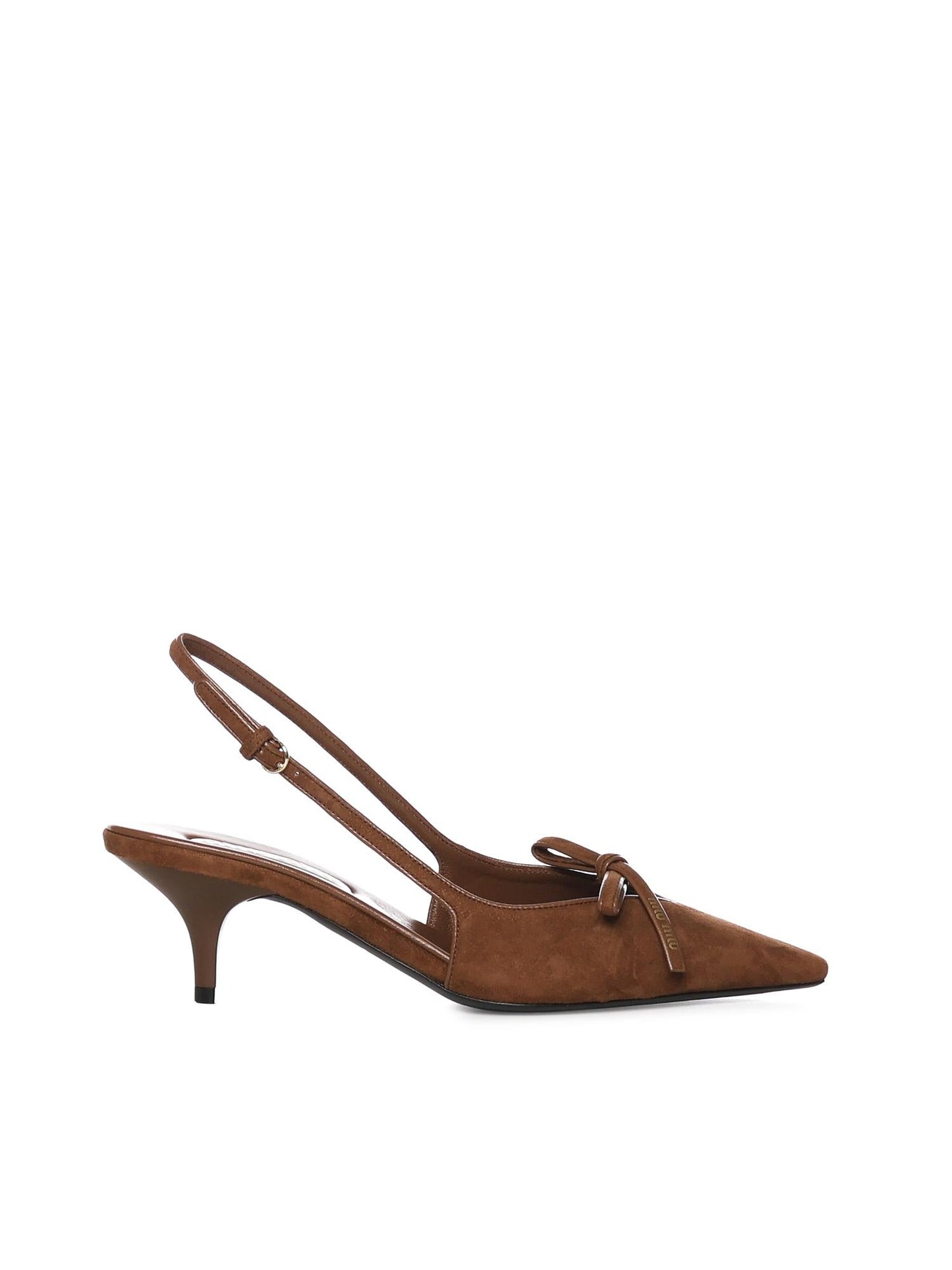 Décolleté slingback in suede con fiocco