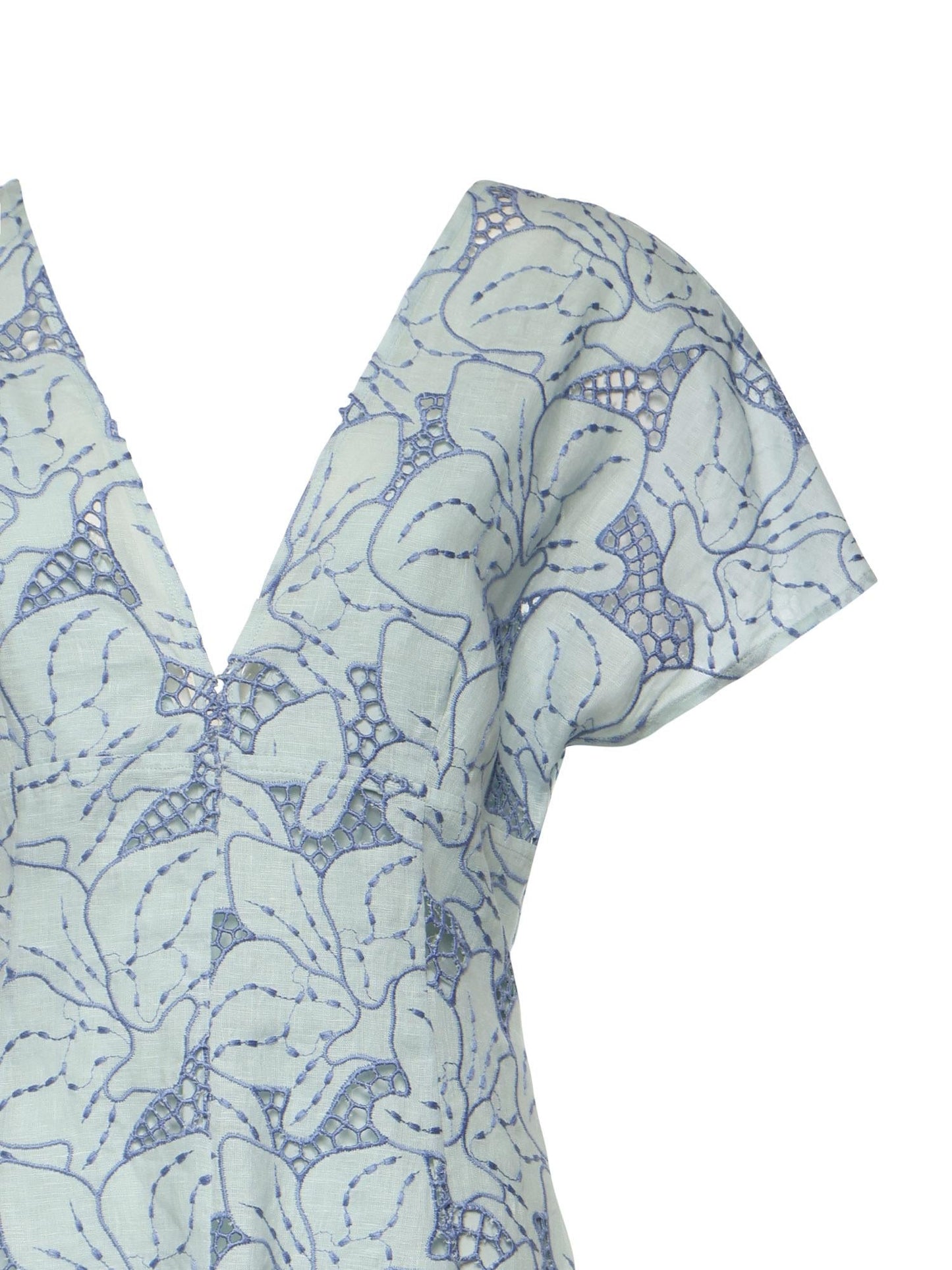 Abito in lino con ricamo orchidea