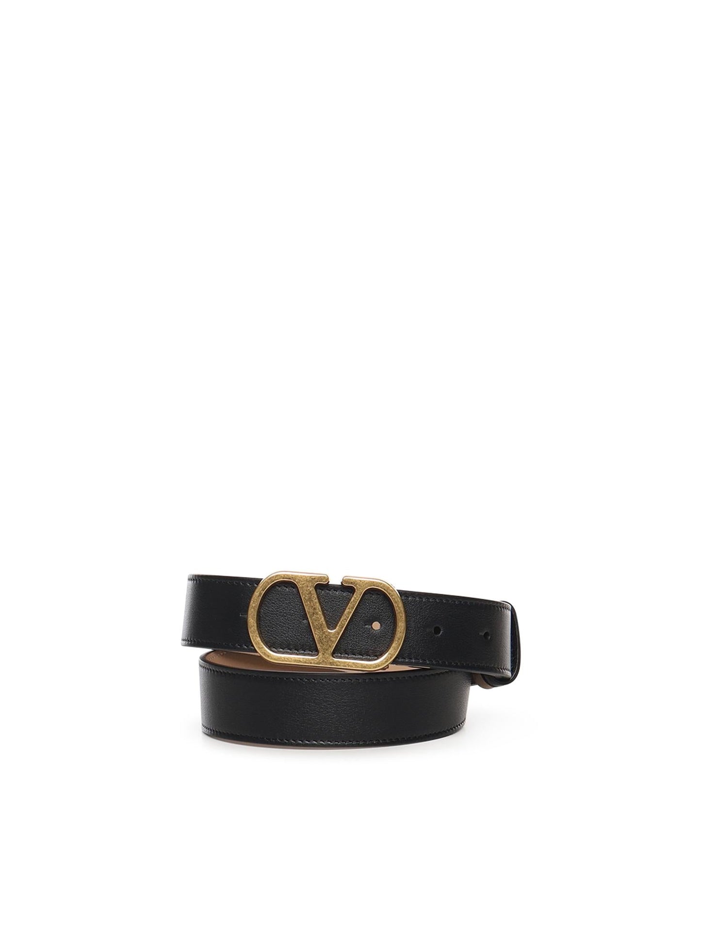 Cintura reversibile VLogo in vitello lucido
