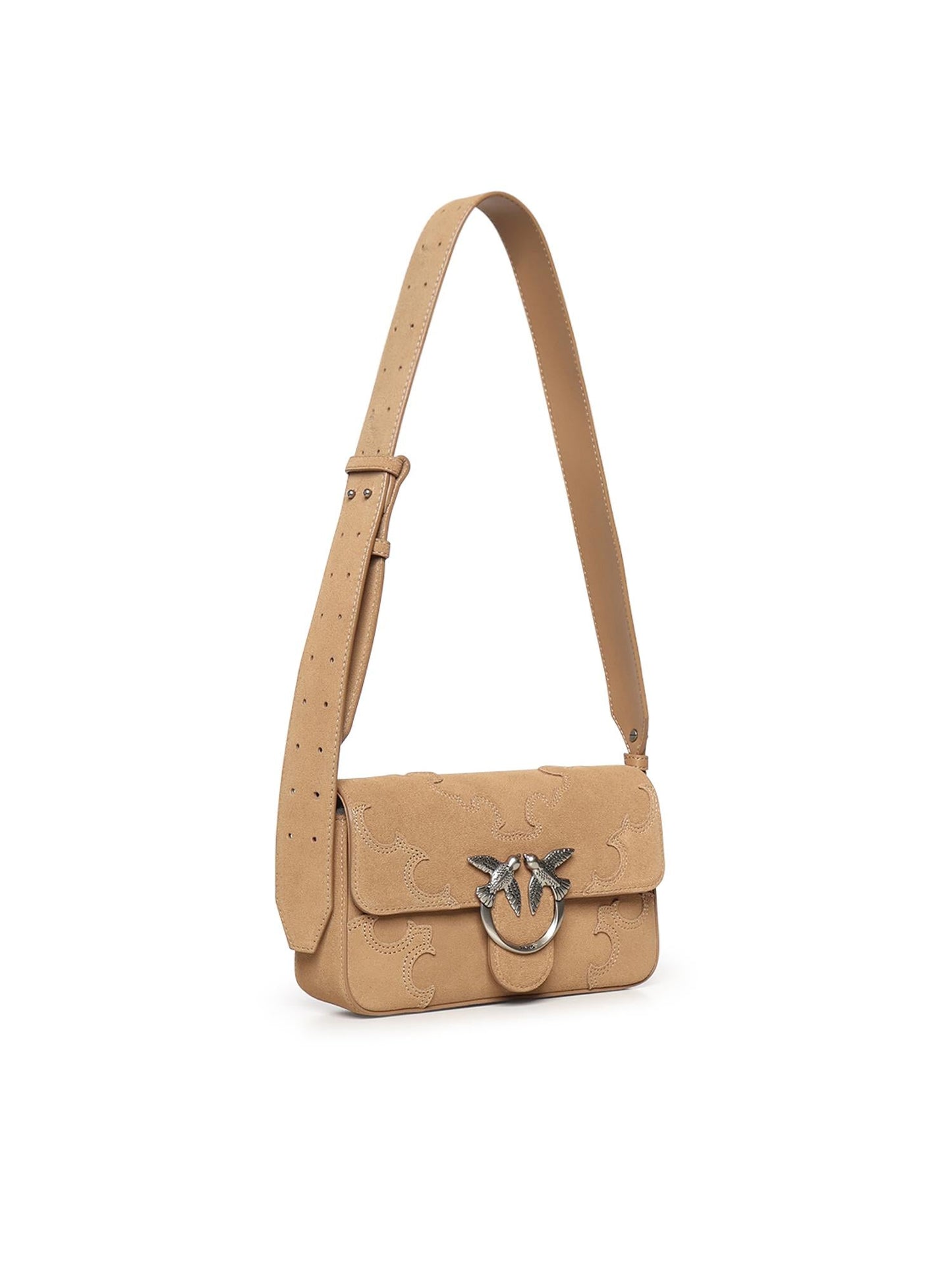 Borsa a spalla Mini Love Bag One Slouchy in suede con intarsi