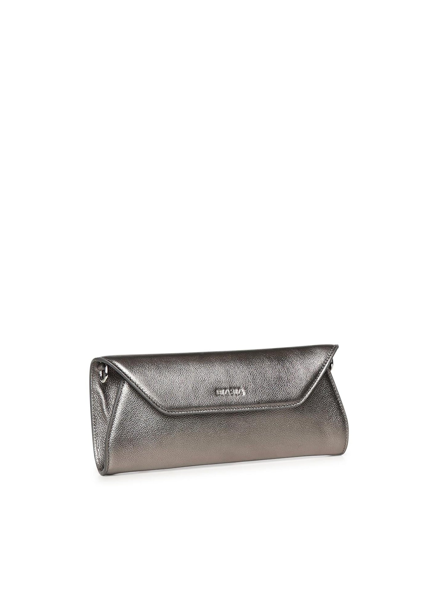 Clutch con logo in pelle