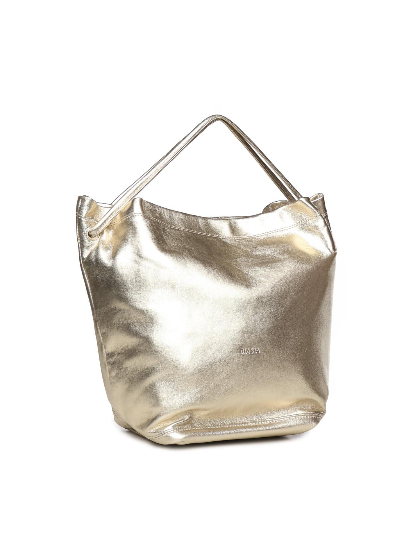 Borsa a spalla in pelle effetto metallizzato