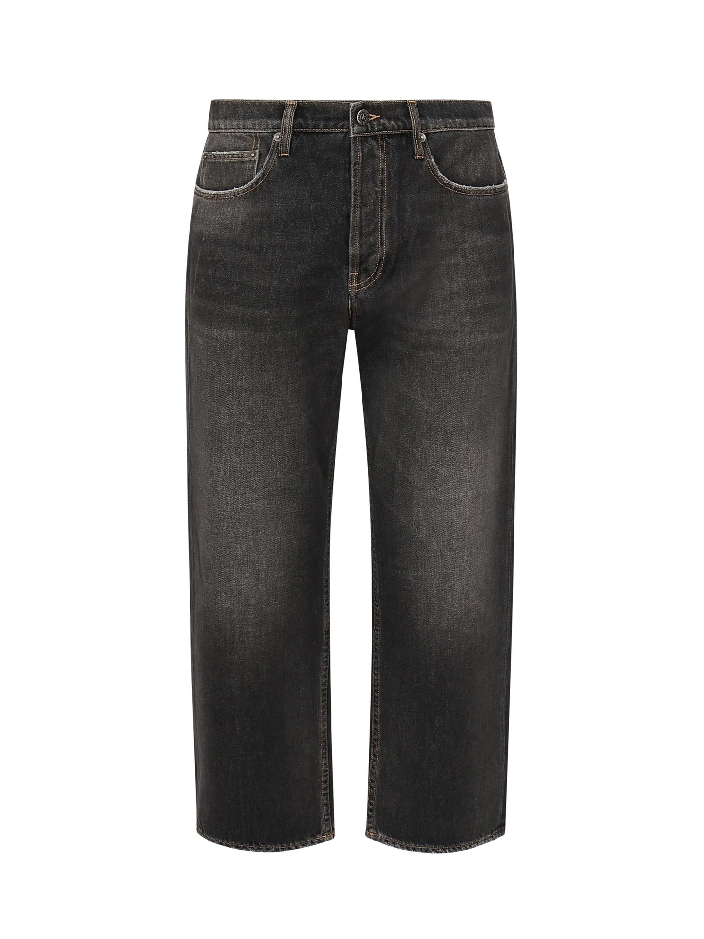 Jeans crop con applicazione posteriore logo