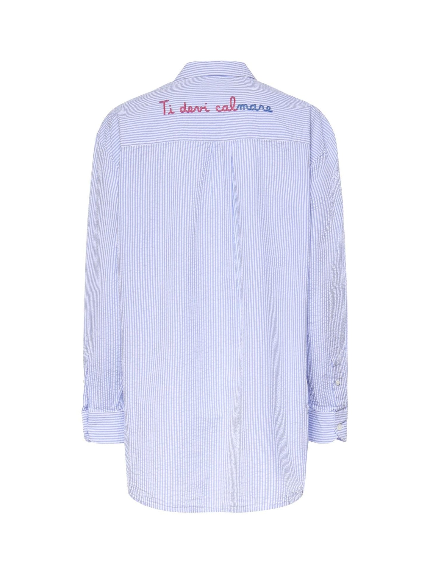 Camicia in cotone a righe con ricamo