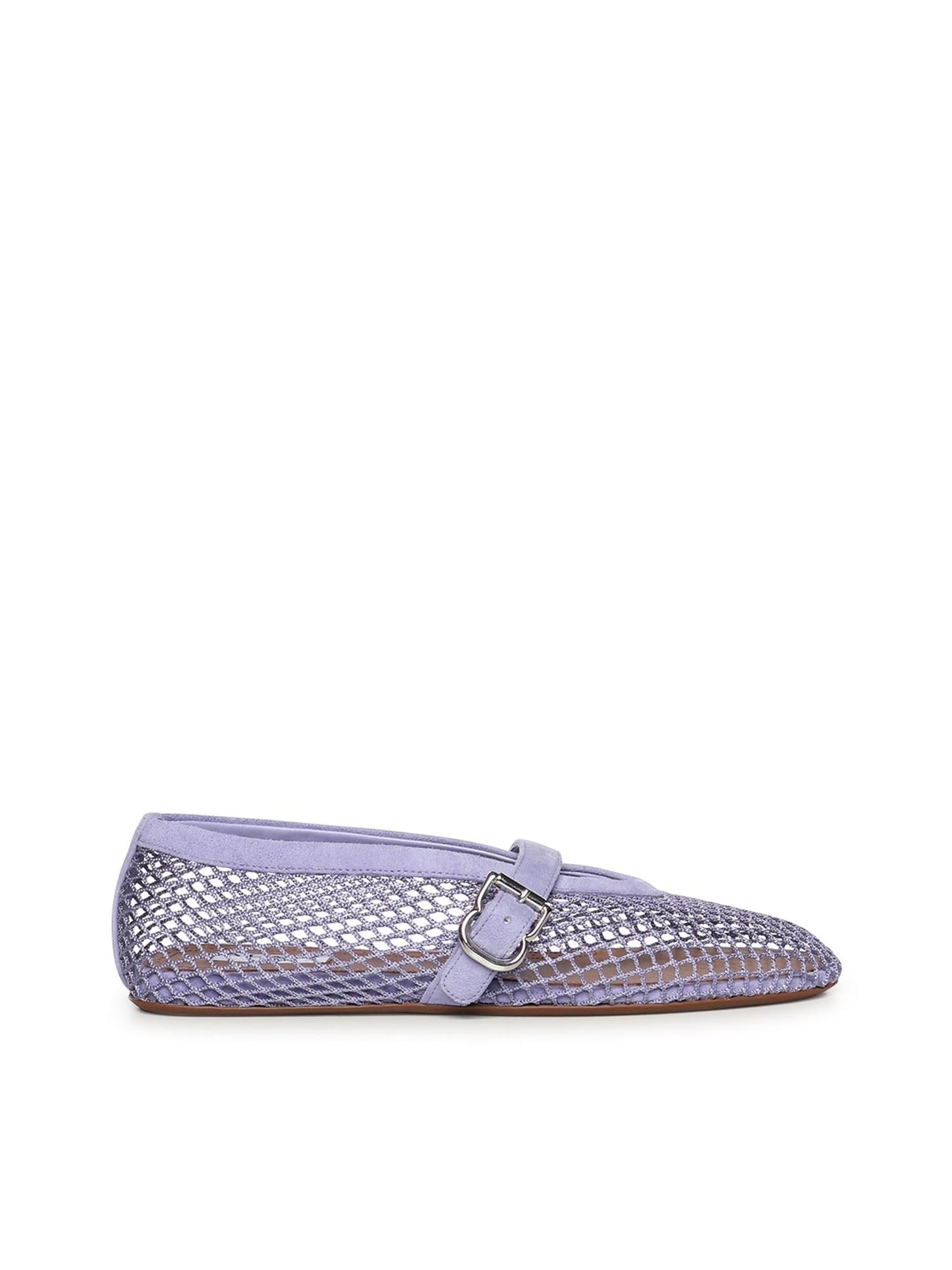 Ballerine flat in rete e pelle scamosciata