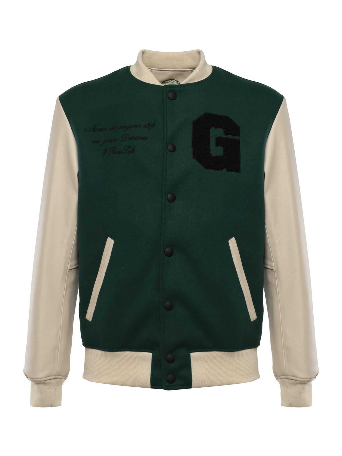 Bomber Varsity in nappa e tessuto