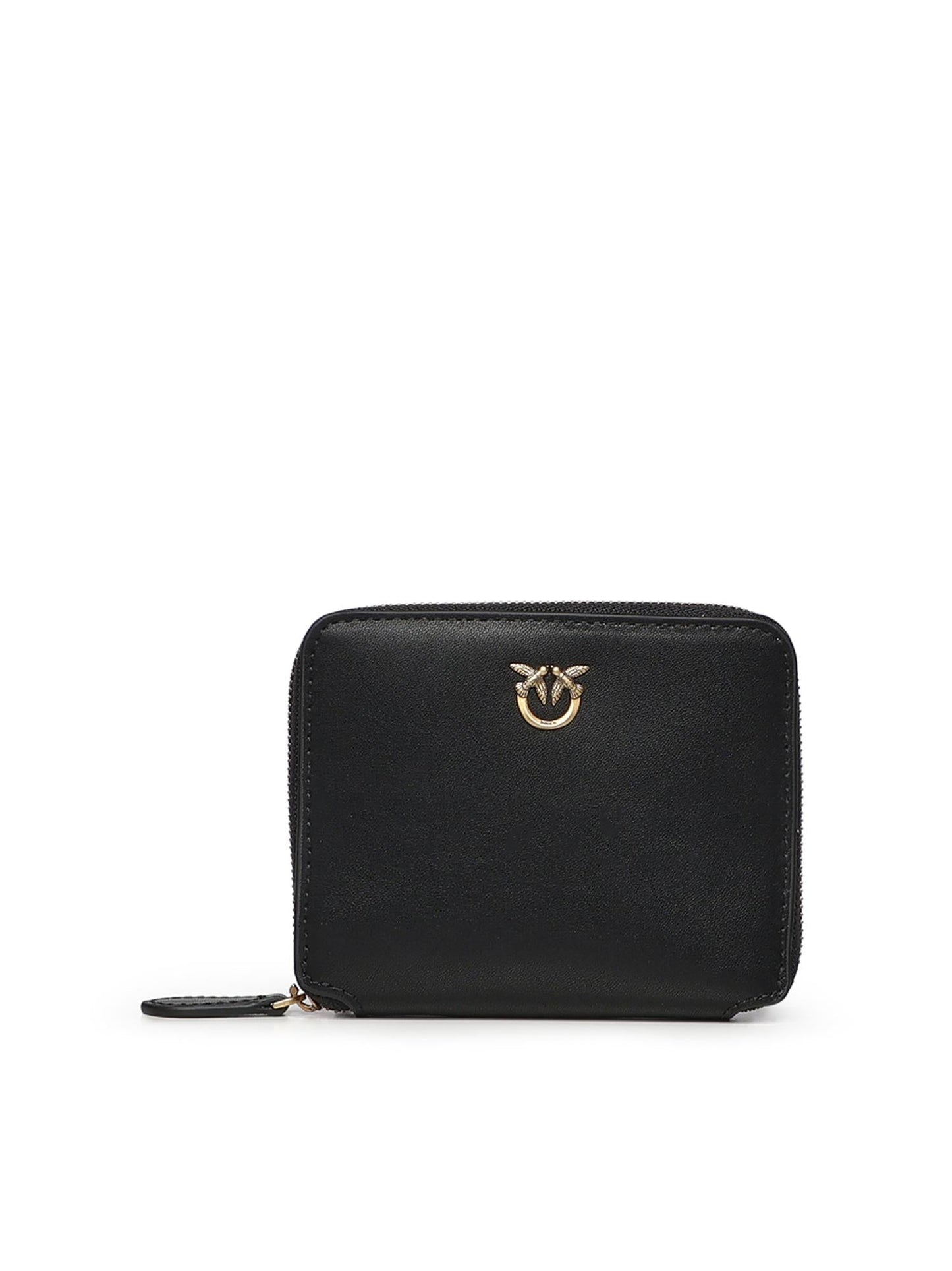 Portafoglio quadrato zip-around in pelle