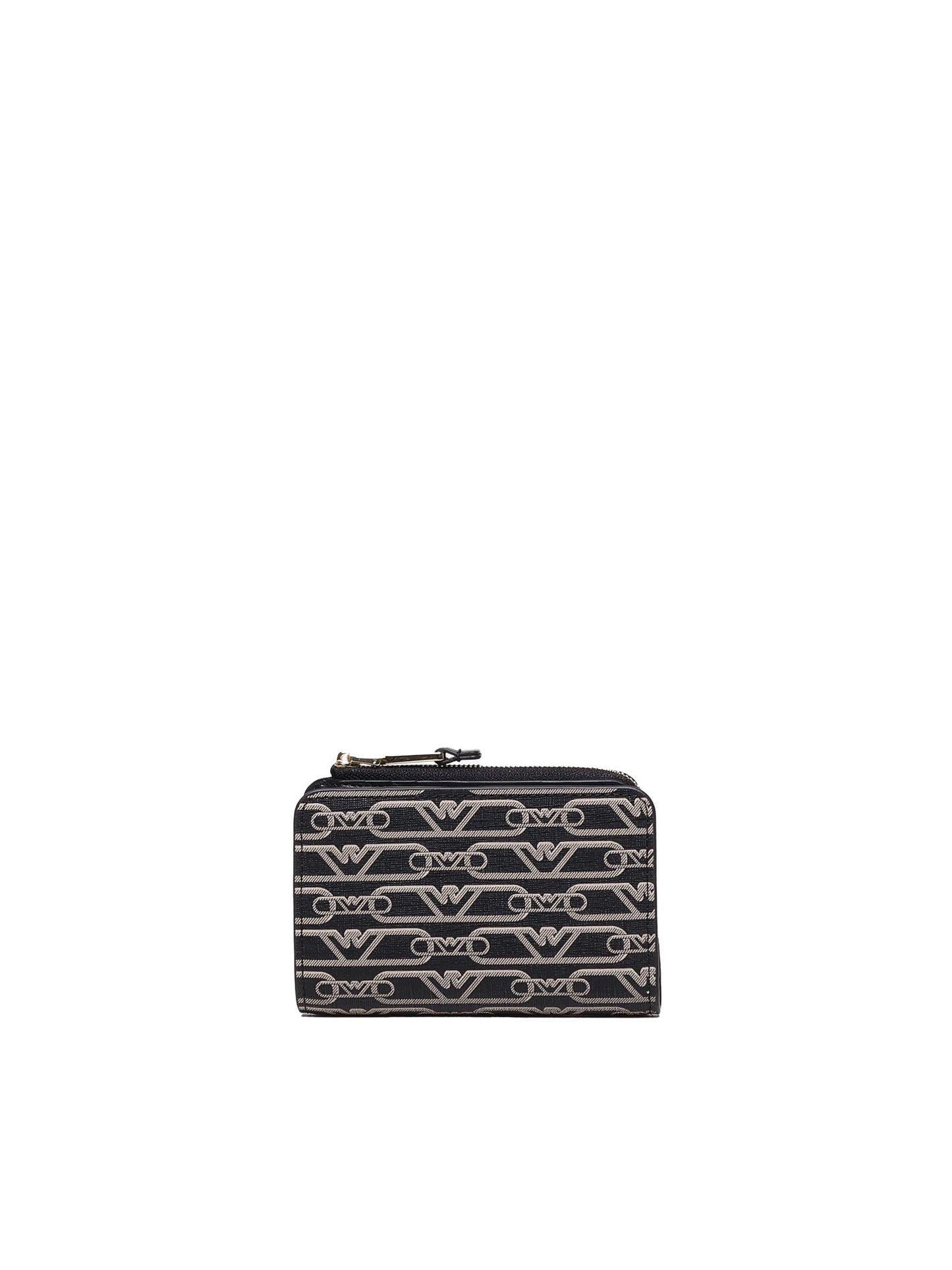 Portafoglio con zip in tessuto con logo jacquard