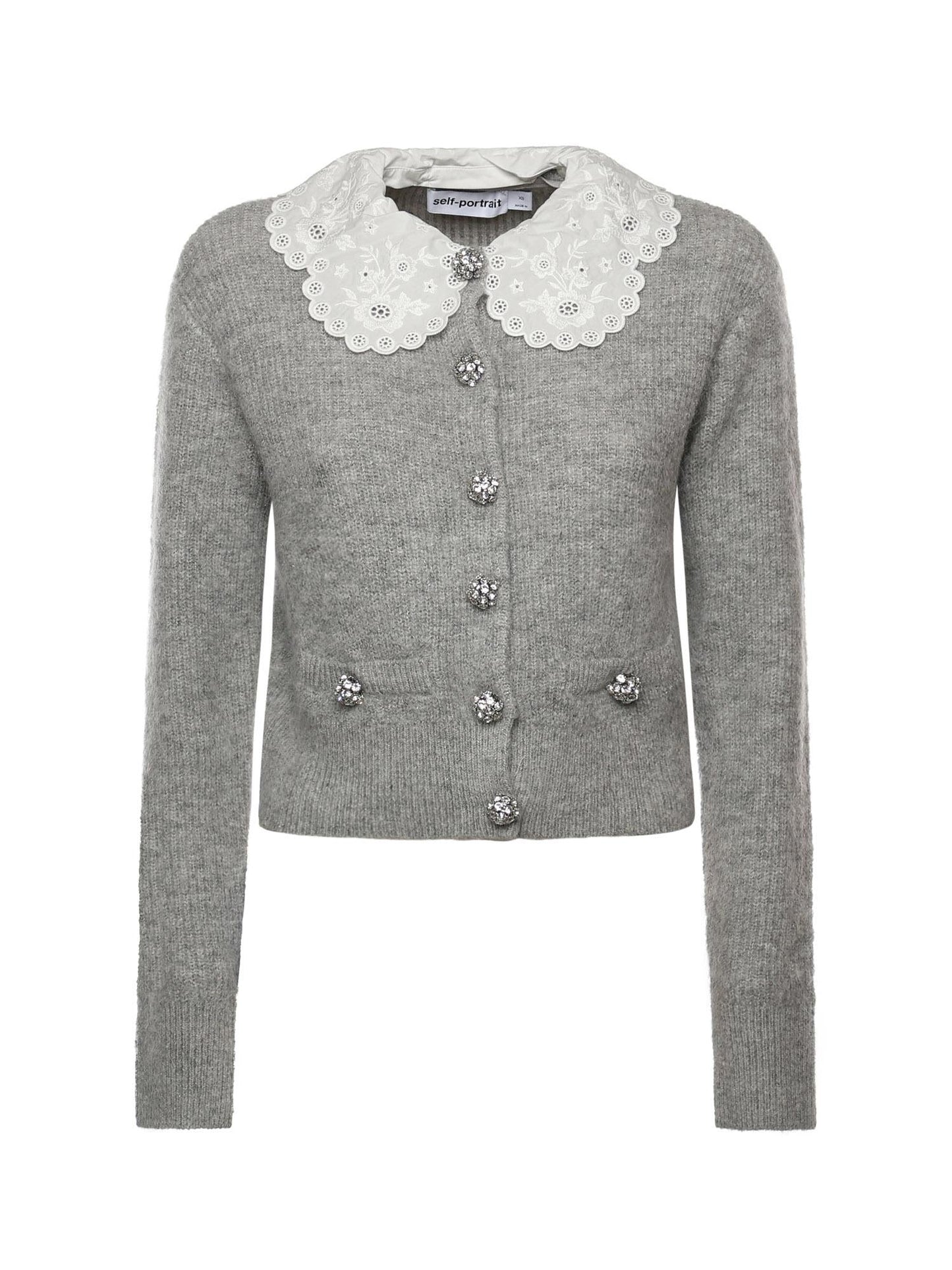 Cardigan con colletto in pizzo