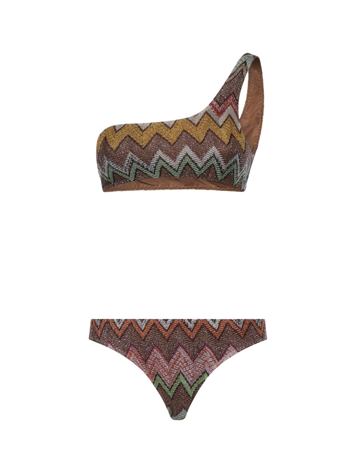 Bikini in viscosa lamé con macro zig zag