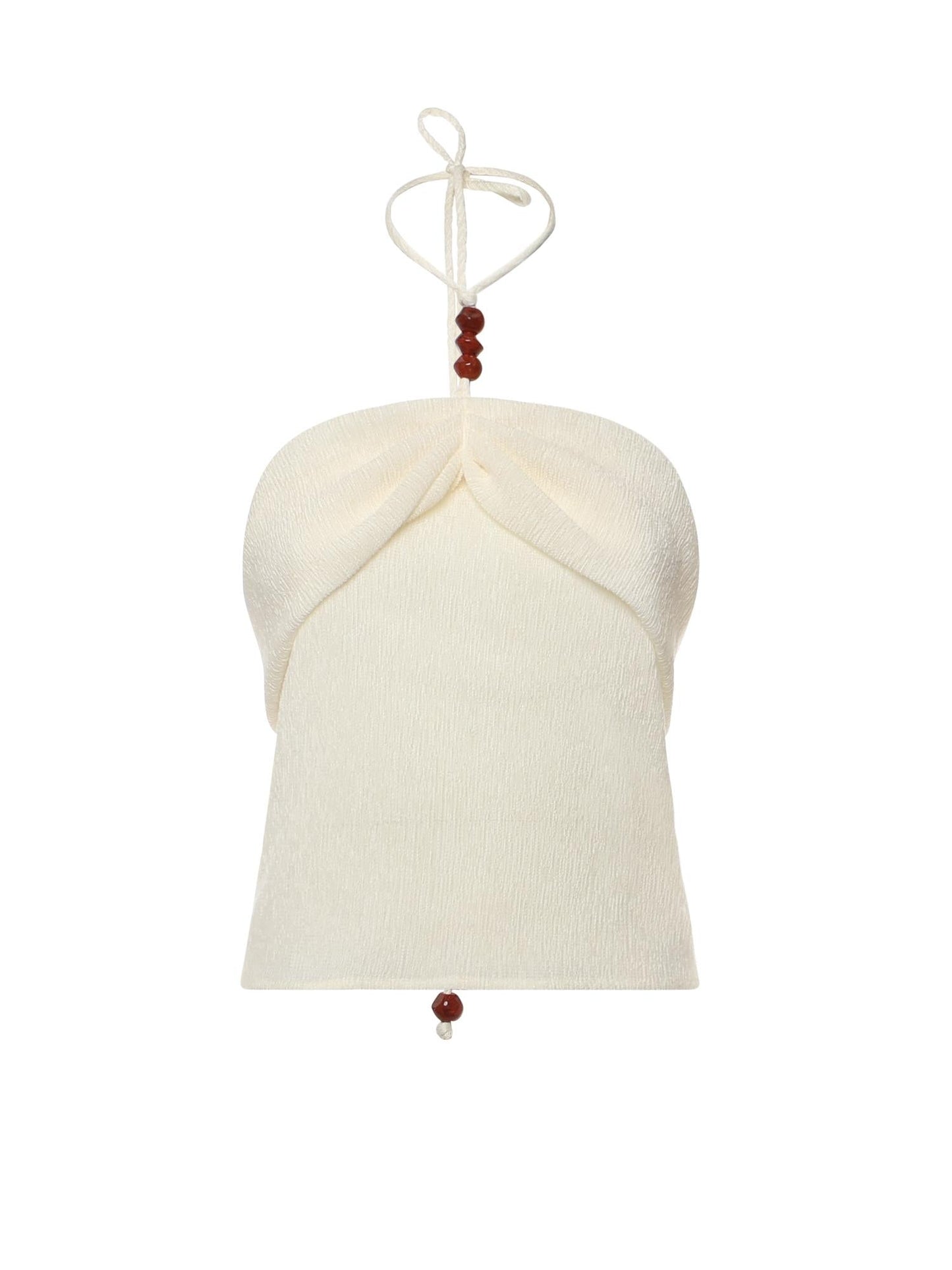Top drappeggiato con perline