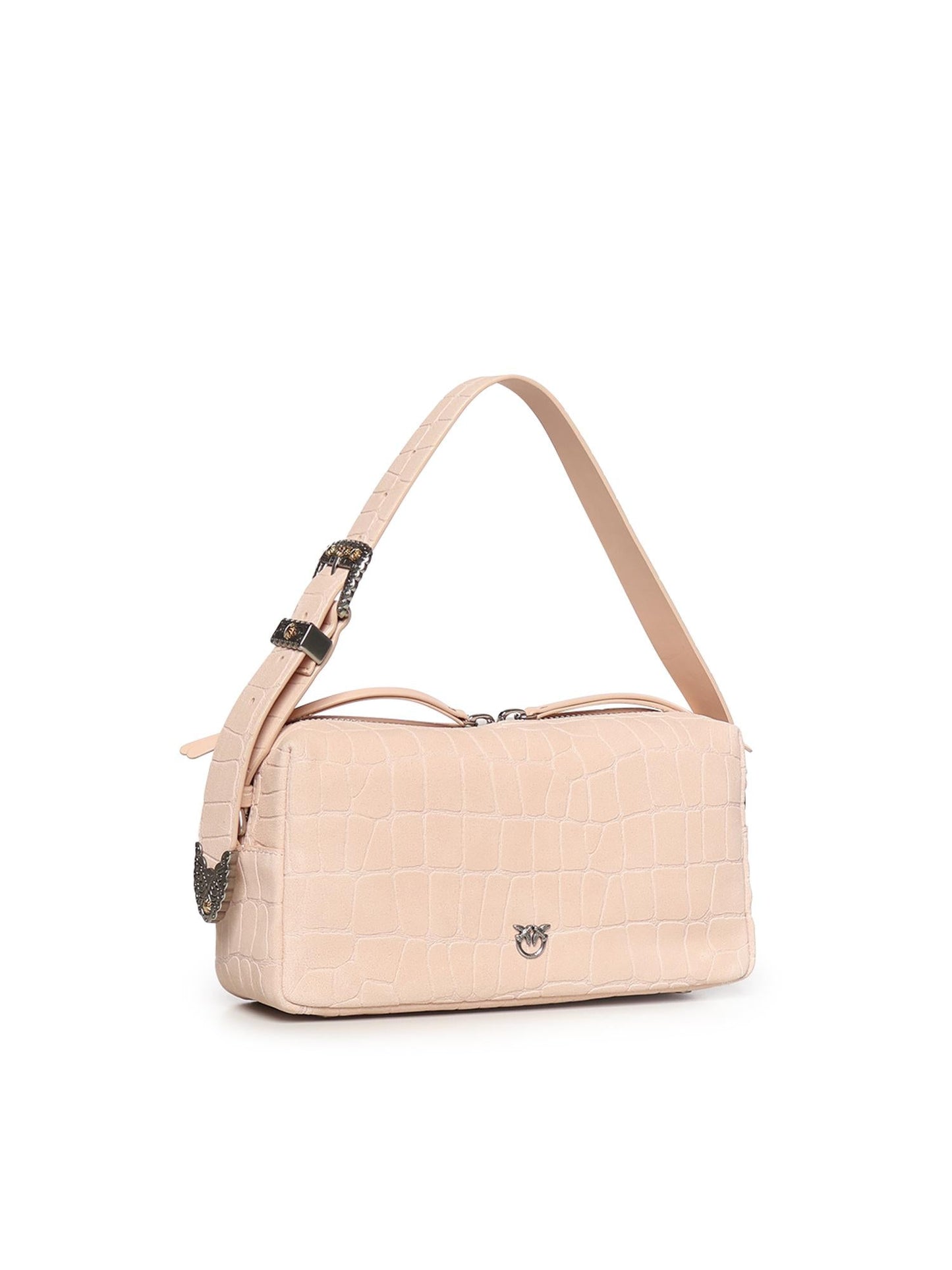 Borsa bauletto a tracolla in pelle stampa coccodrillo