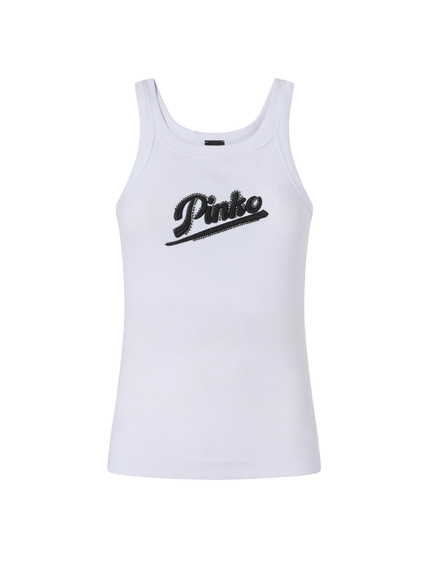 Tank top con ricamo e strass