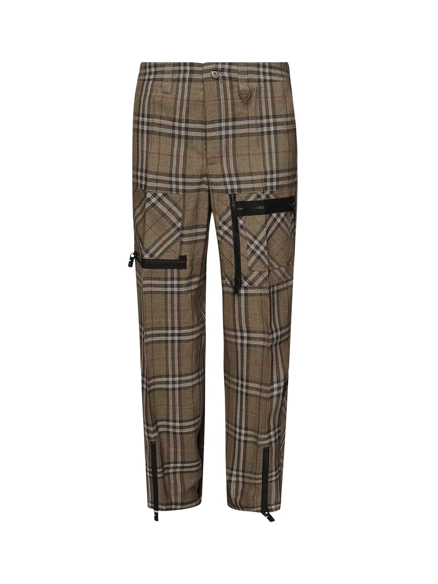 Pantaloni cargo in misto seta Check