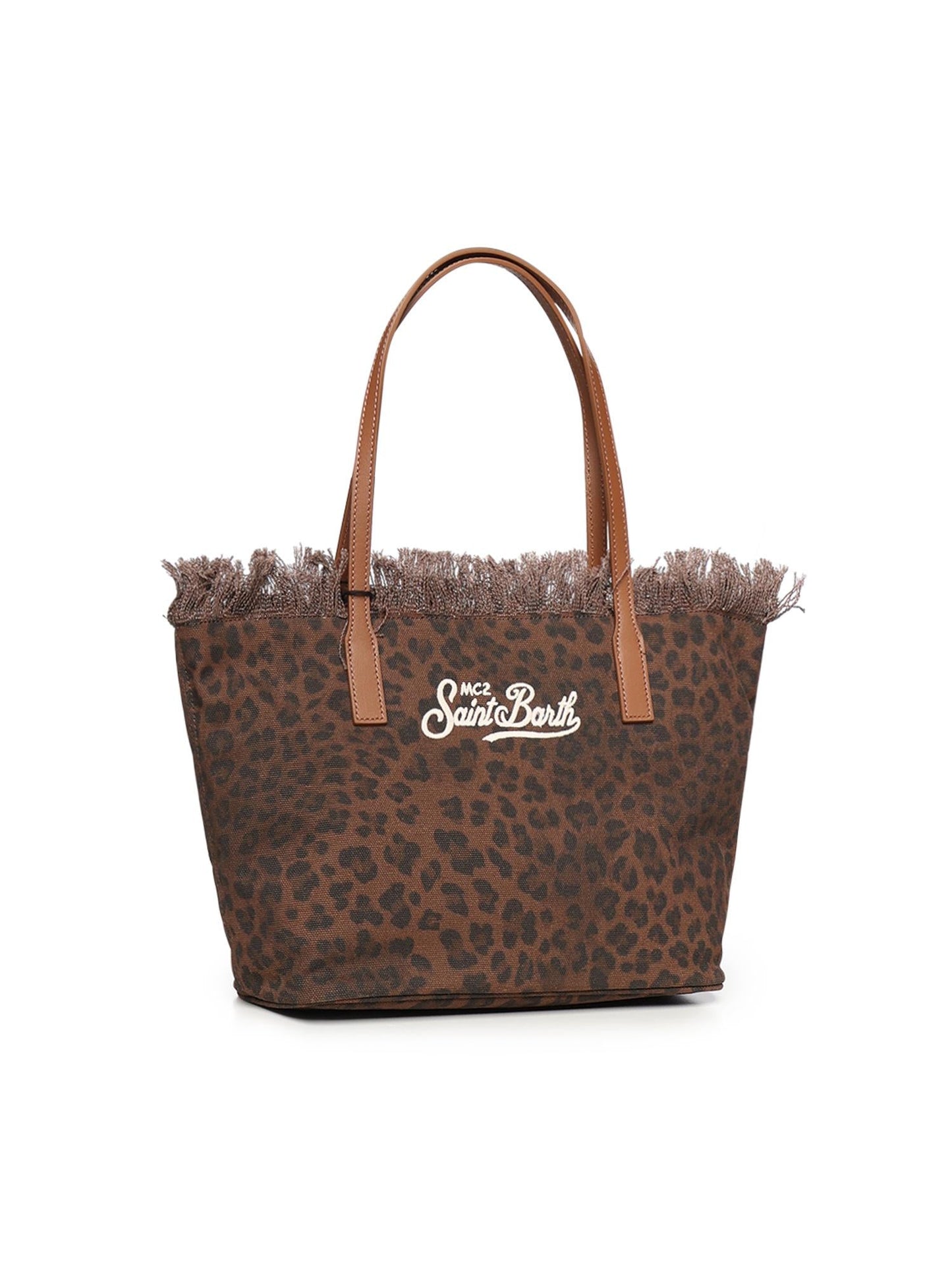 Borsa City Medium in canvas con stampa animalier