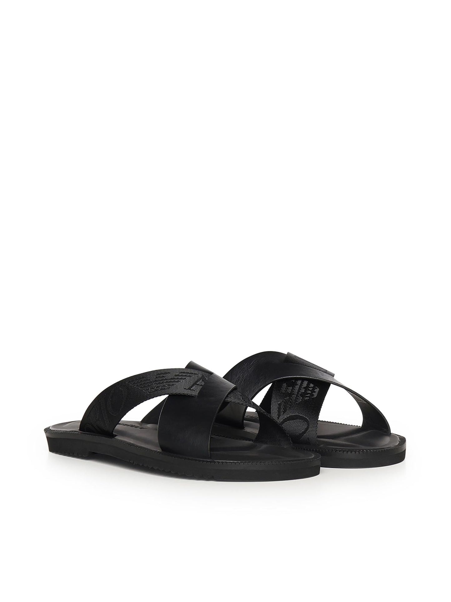 Sandali crossed in pelle e nastro con logo