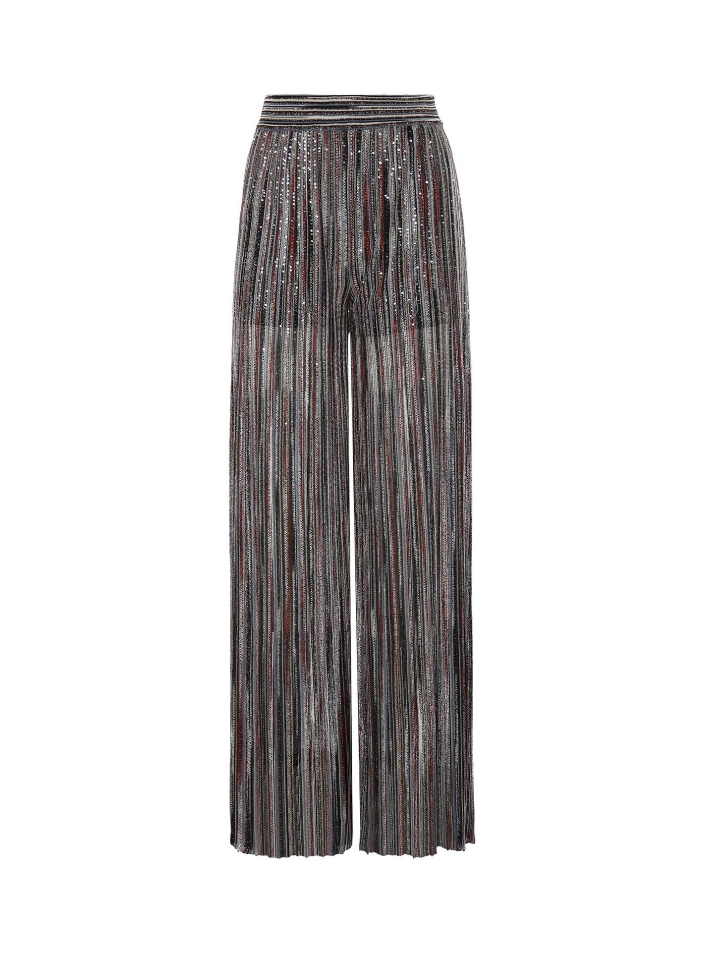 Pantaloni in misto viscosa a costine con paillettes