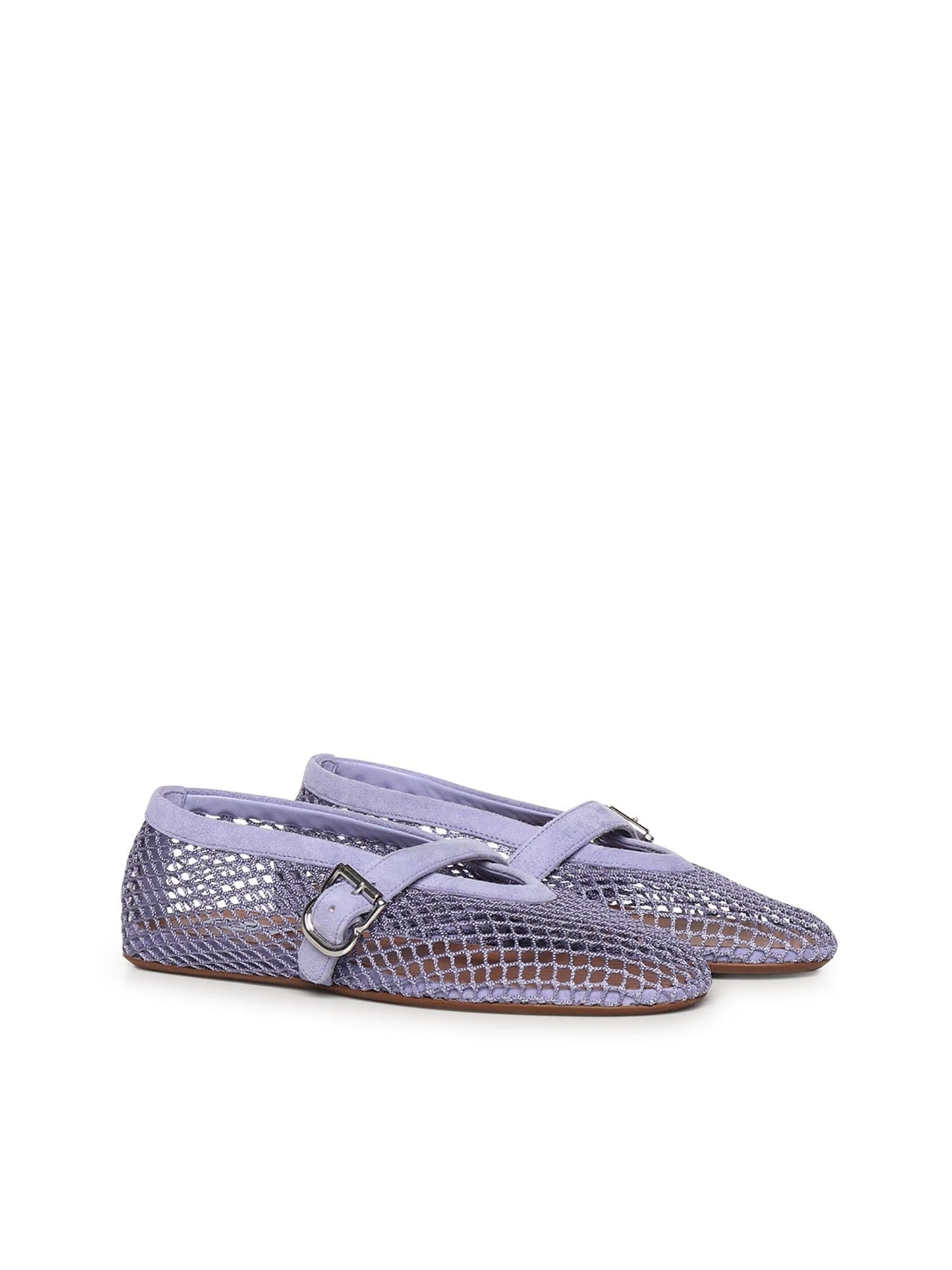 Ballerine flat in rete e pelle scamosciata