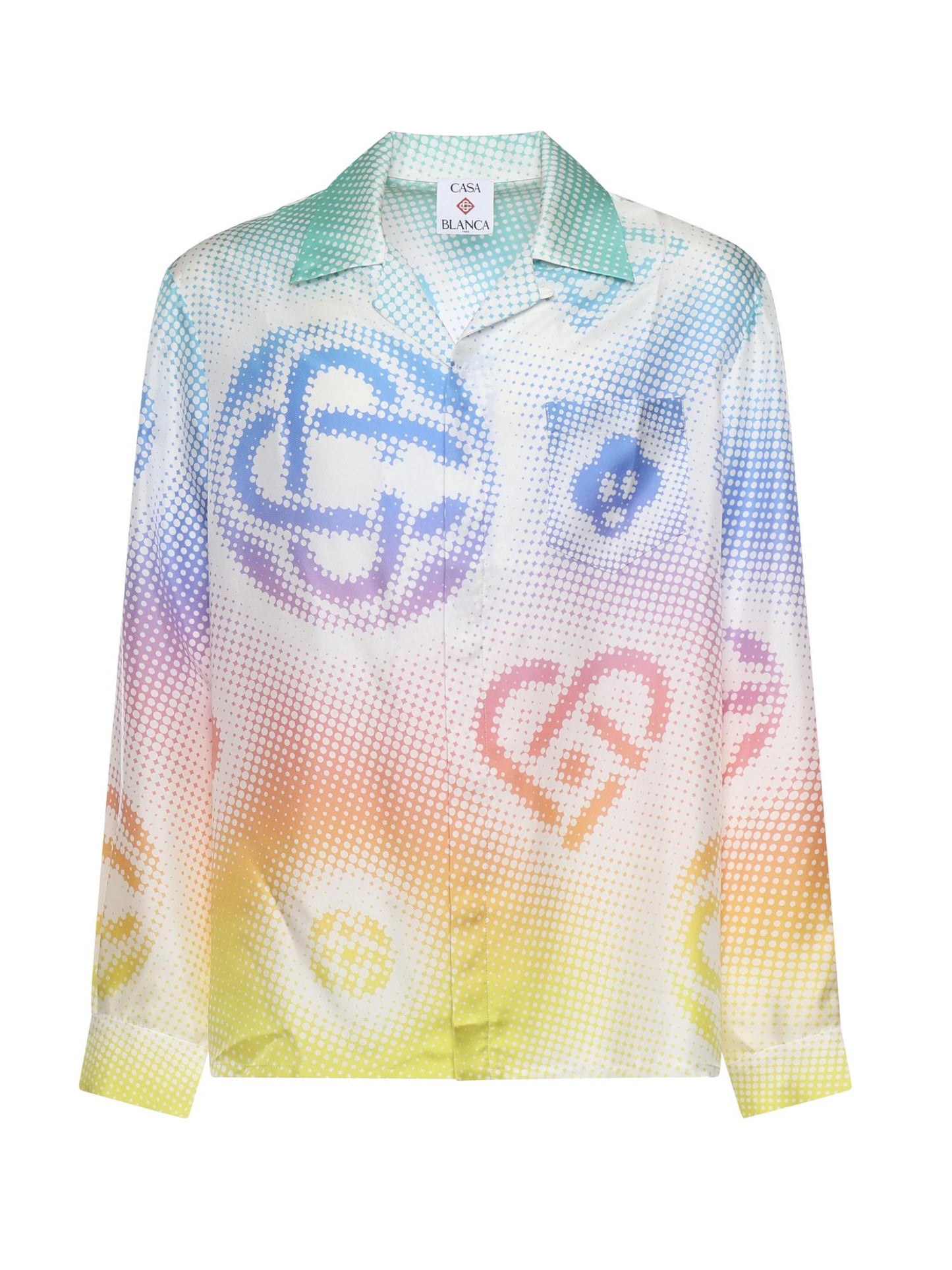 Camicia Halftone Logo in seta