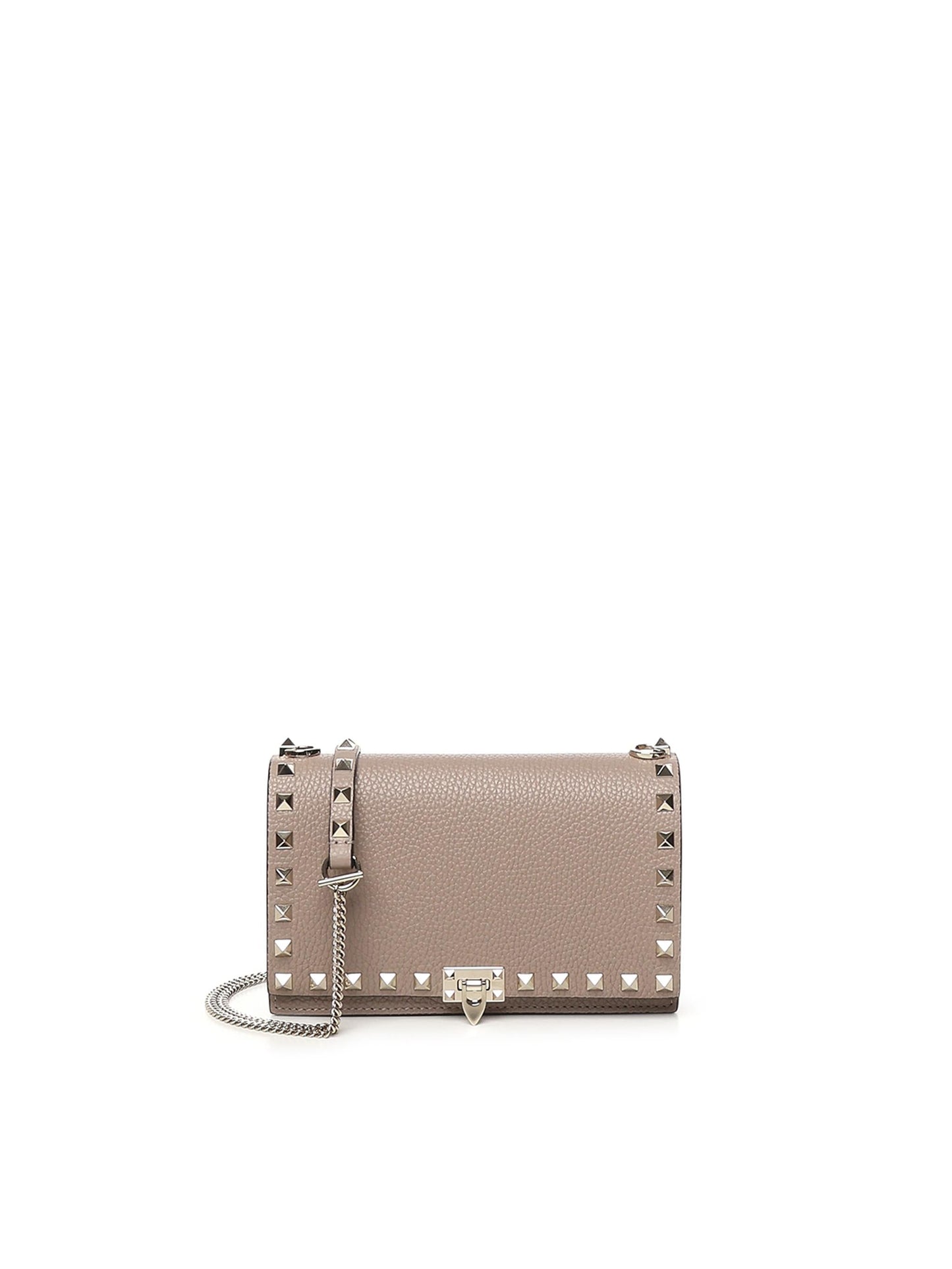 Mini bag con catena Rockstud in vitello granato