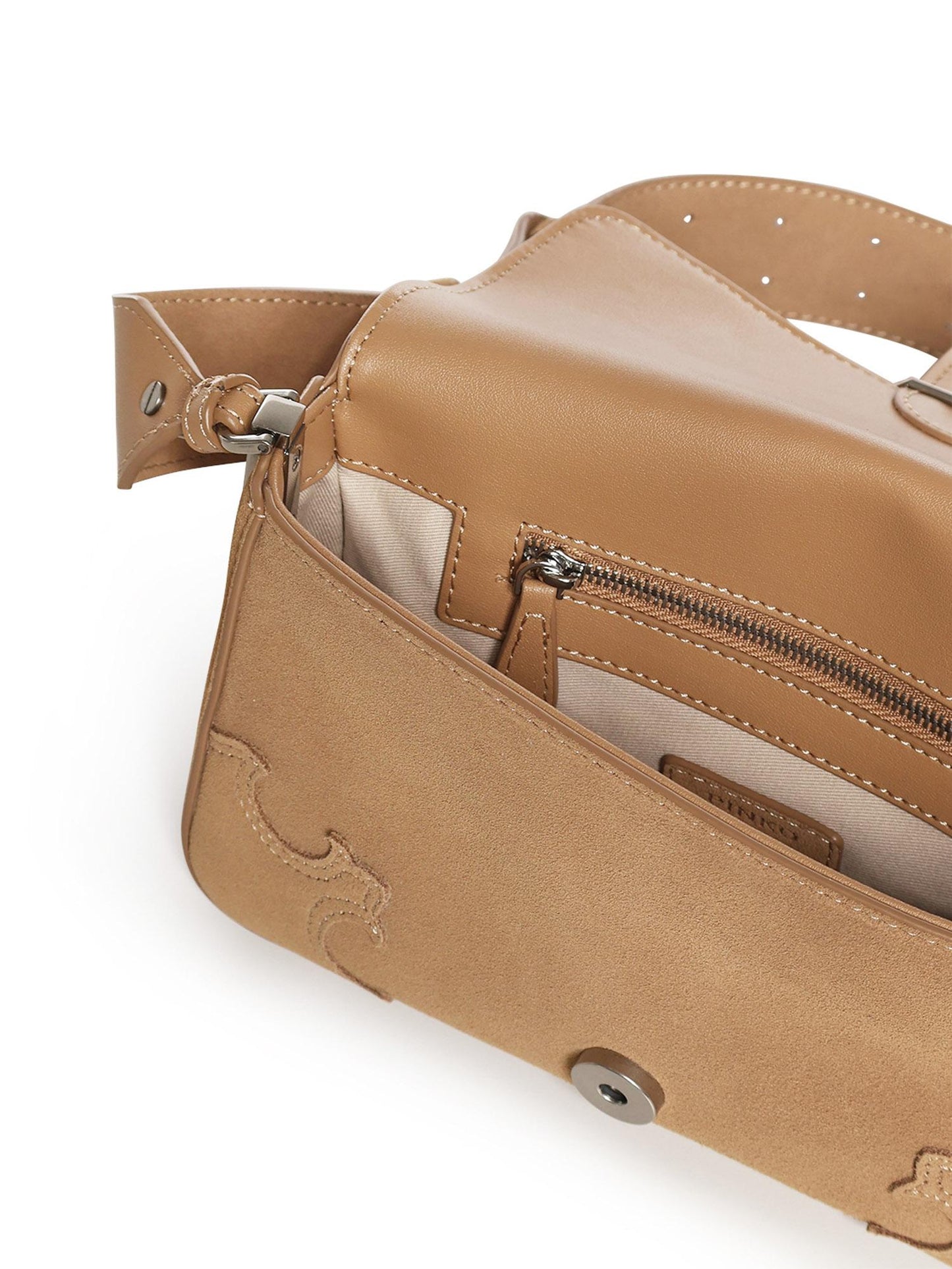 Borsa a spalla Mini Love Bag One Slouchy in suede con intarsi