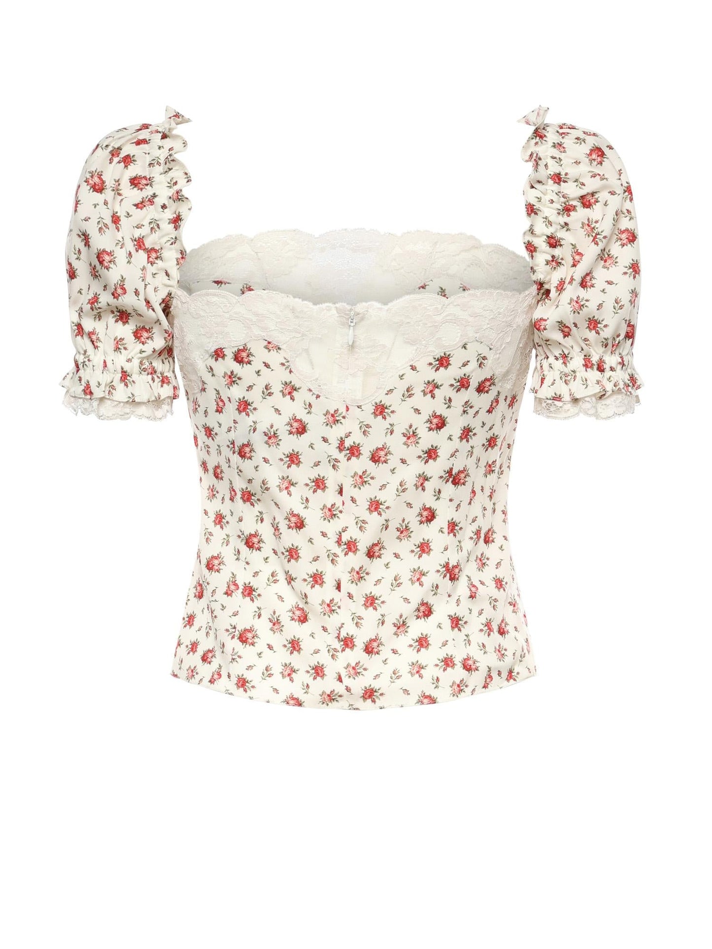 Top in charmeuse stampa Roselline