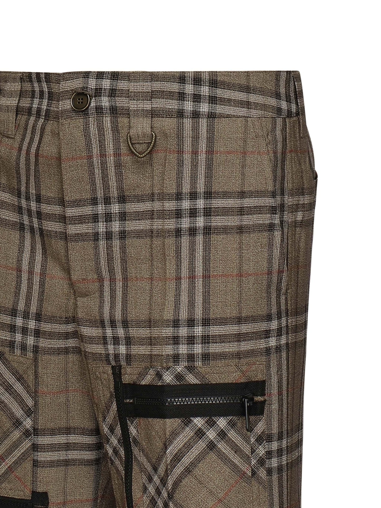 Pantaloni cargo in misto seta Check