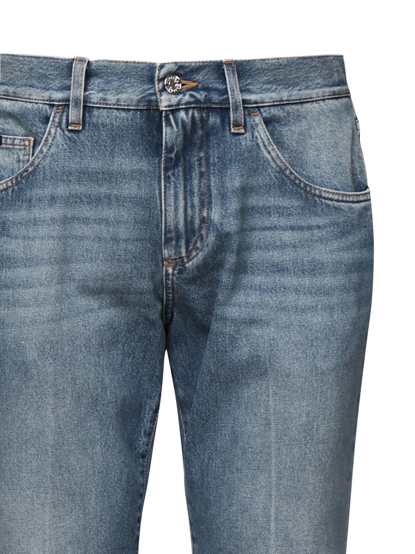 Jeans modello Classic cinque tasche in cotone con abrasioni