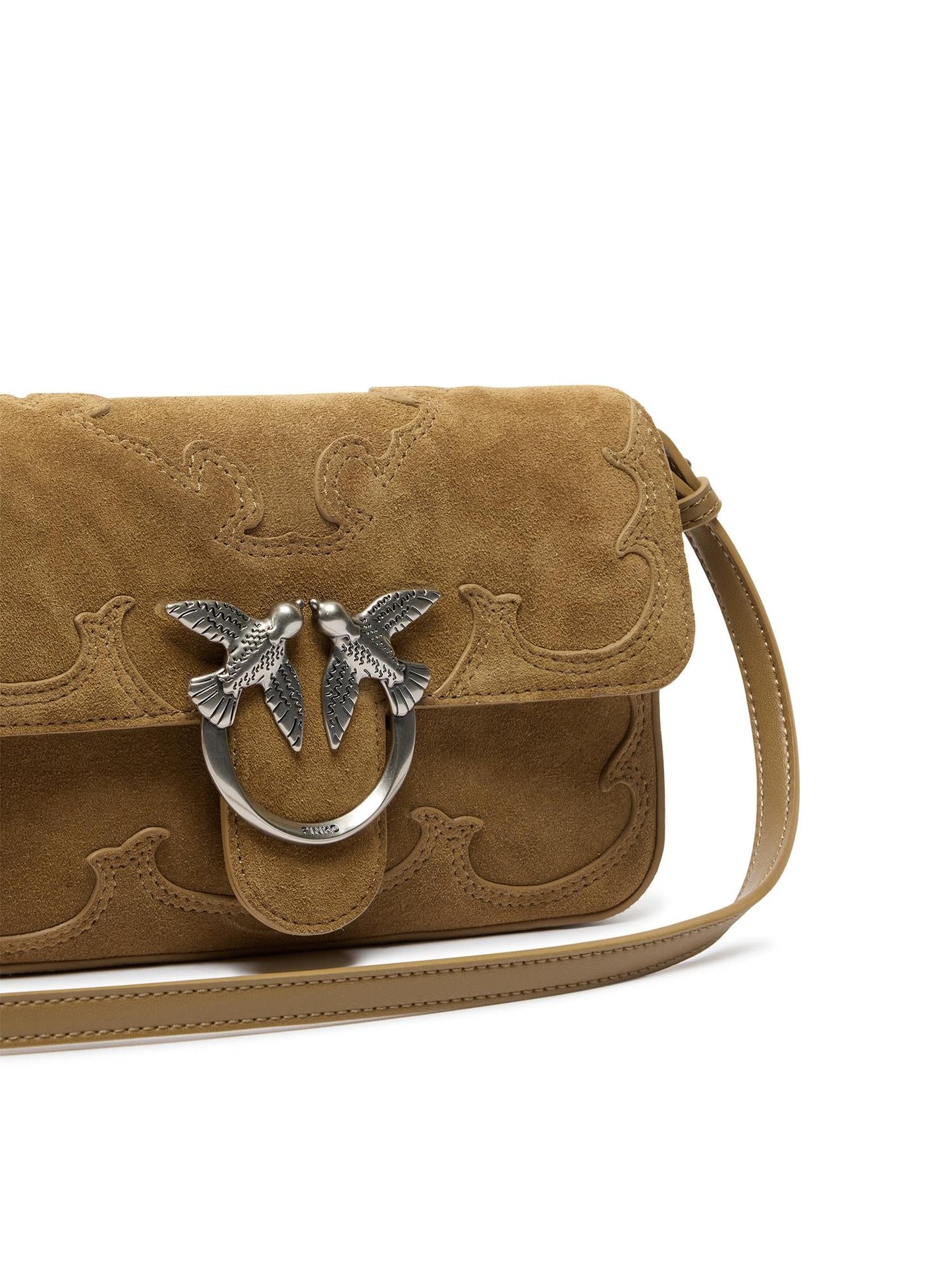 Borsa a spalla Mini Love Bag One Slouchy in suede con intarsi