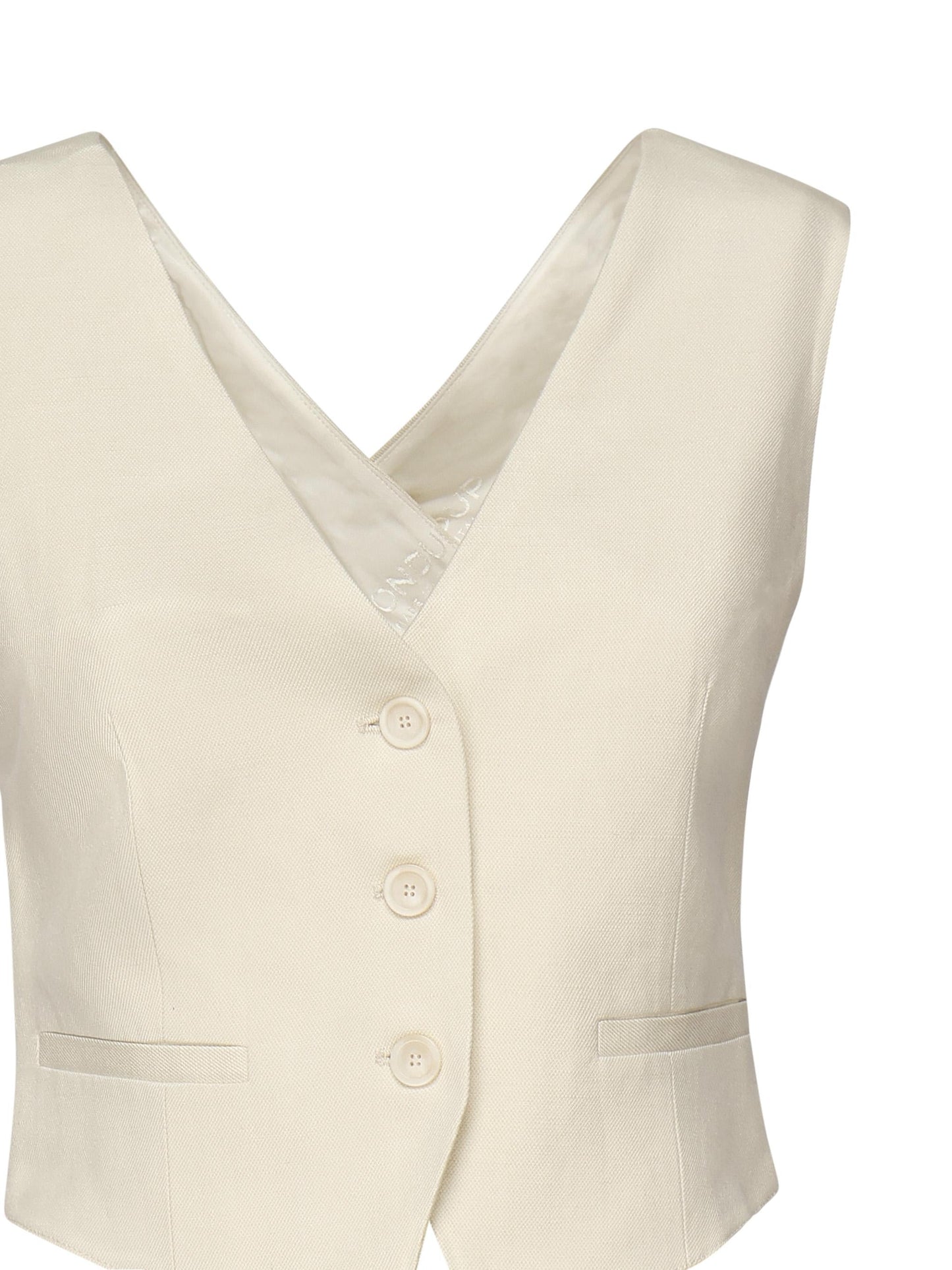Gilet in twill di viscosa e lino
