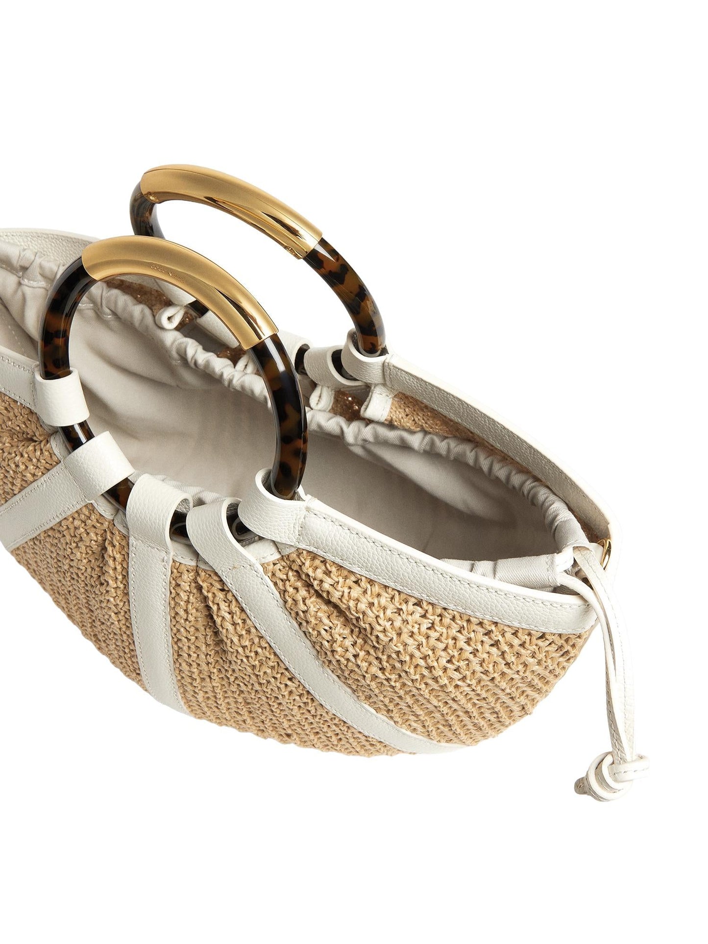 Borsa Shell in paglia e pelle